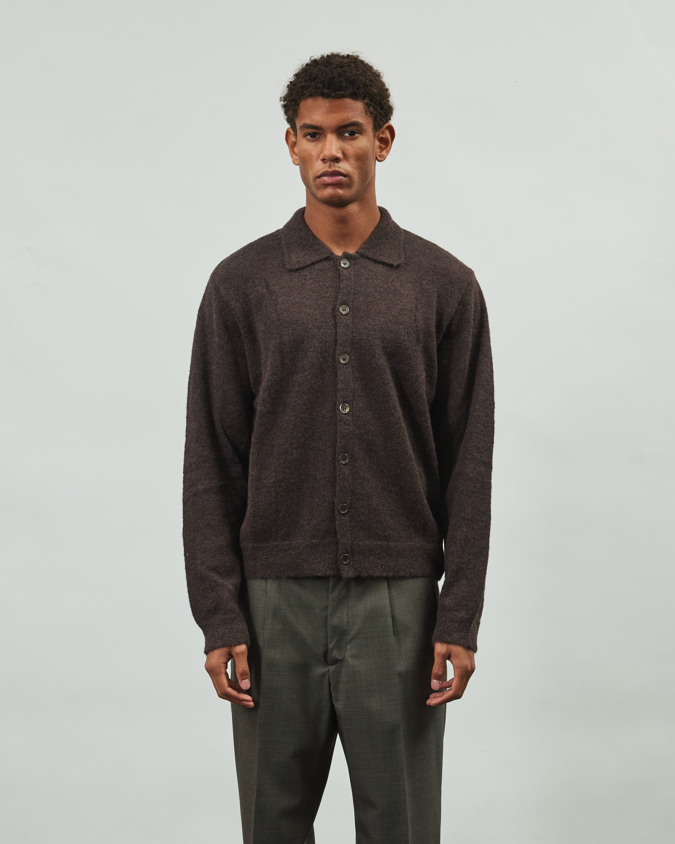 Our Legacy - Evening Polo - Smokey Brown Fuzzy Alpaca – grocery