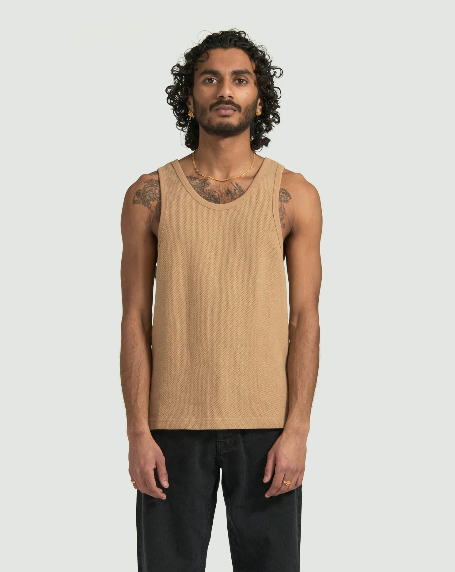 Mesh Tank Top - Khaki – grocery