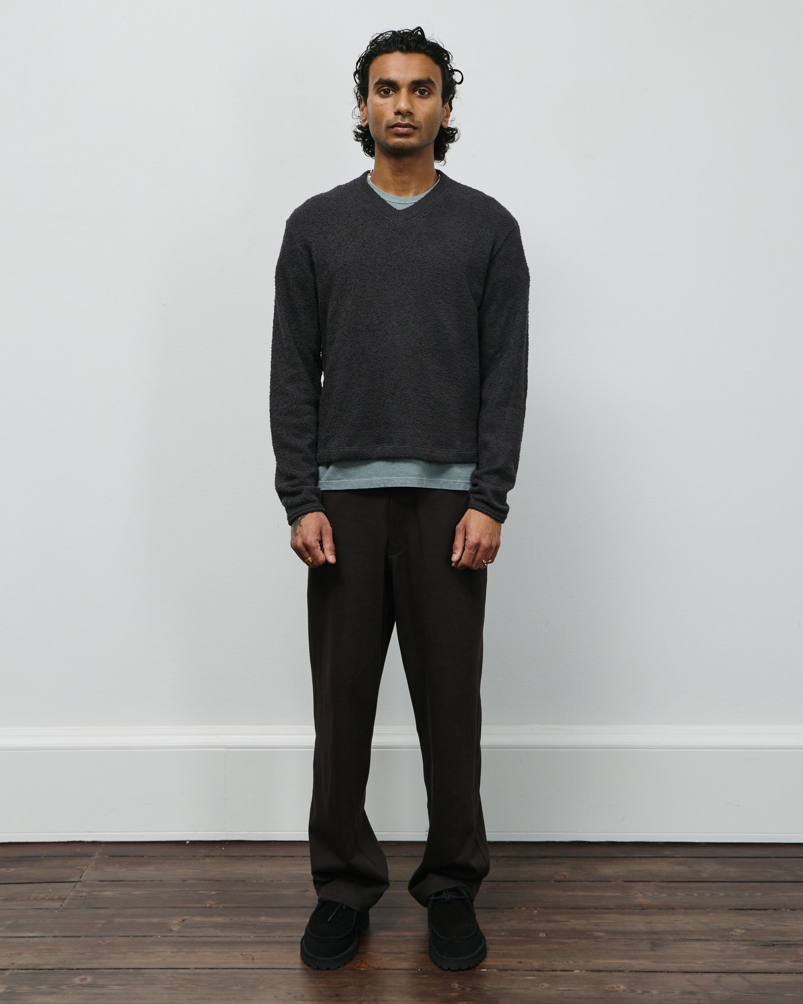 Teddy High V-neck - Shadow