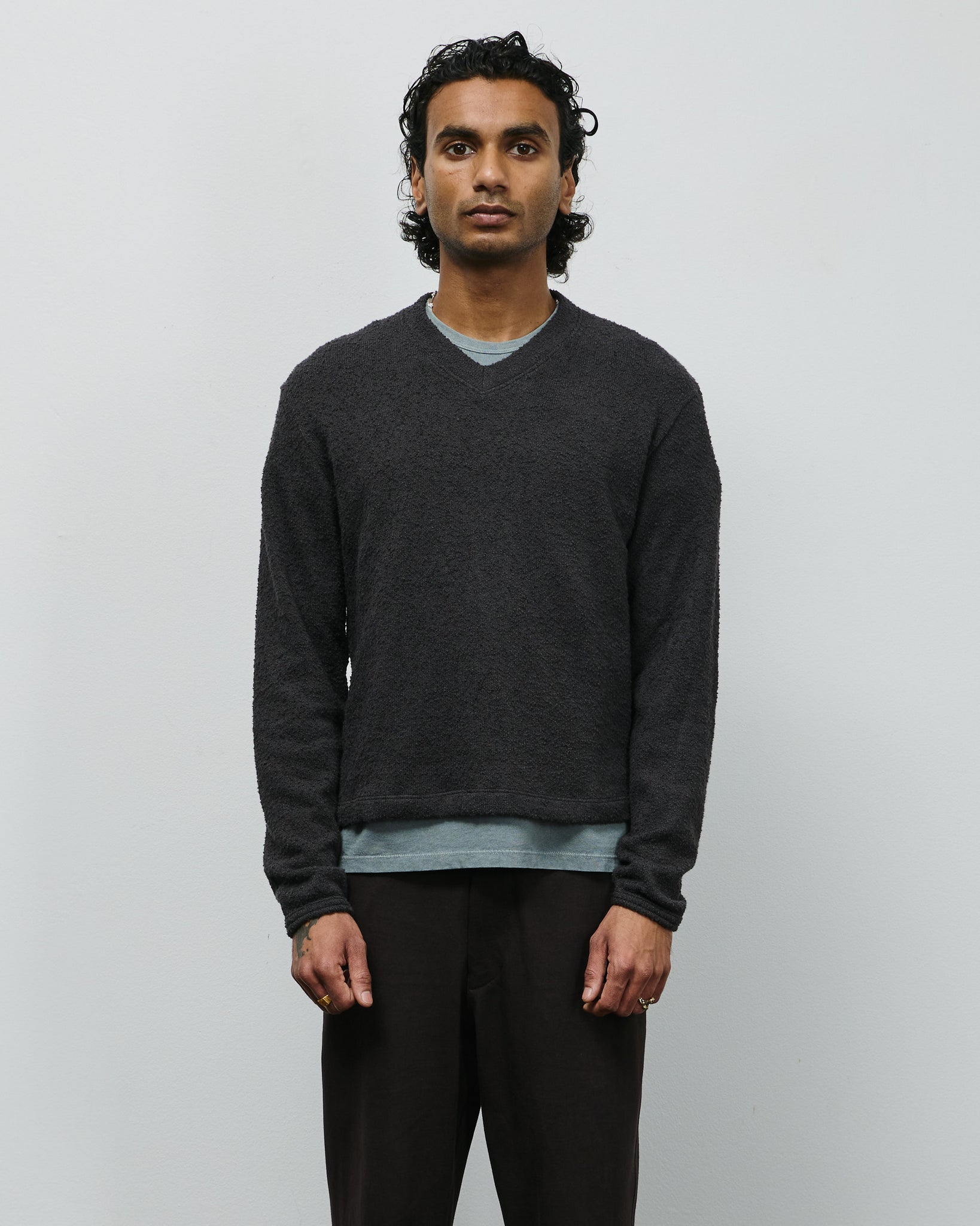 Teddy High V-neck - Shadow