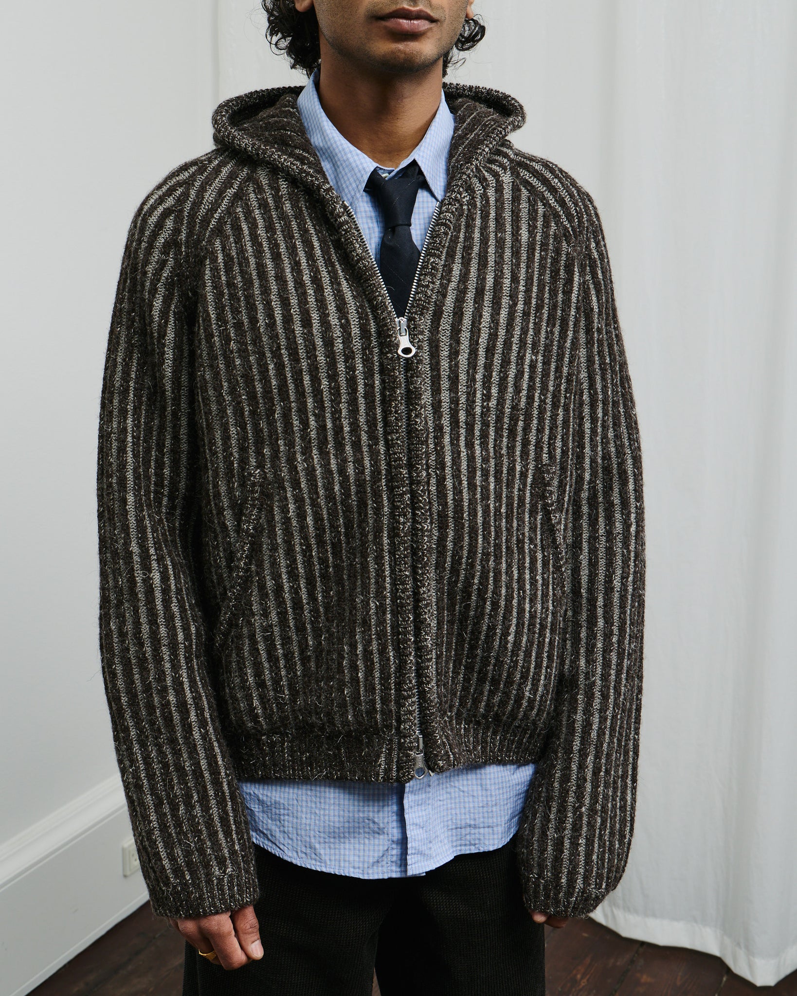 Level Hood - Vanise Brown Stripe Isels Wool