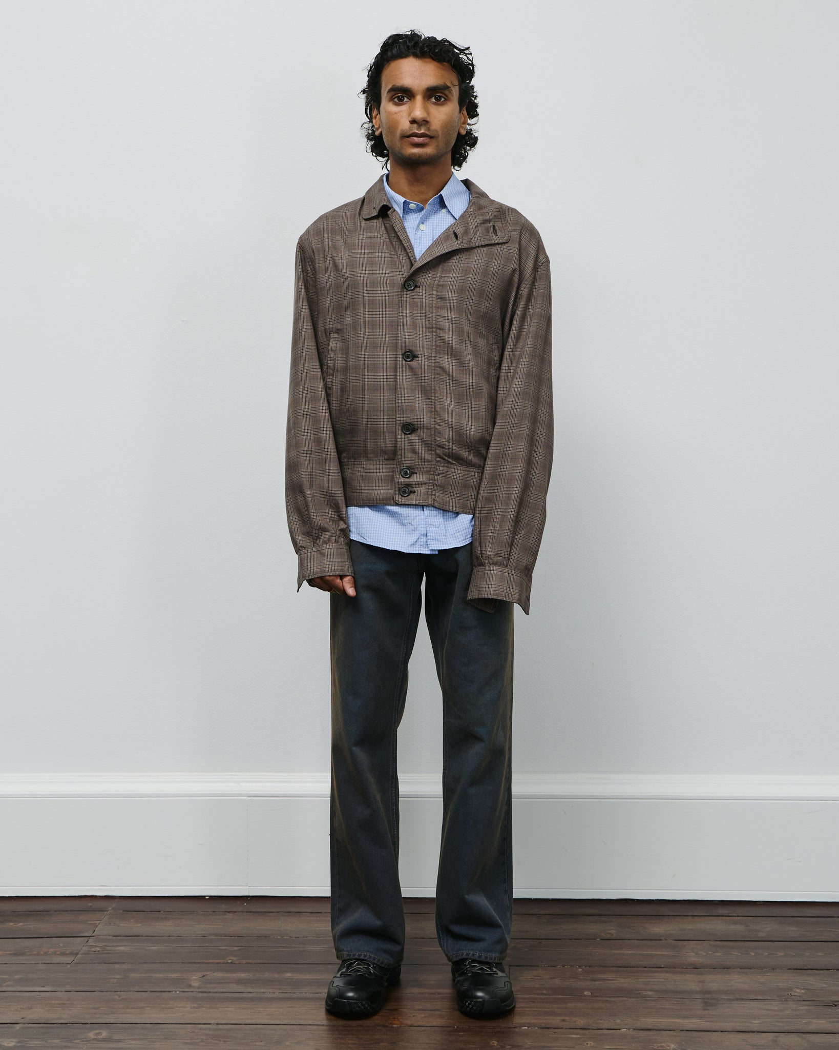 Mock Bomber - Dirty Brown Glen Plaid