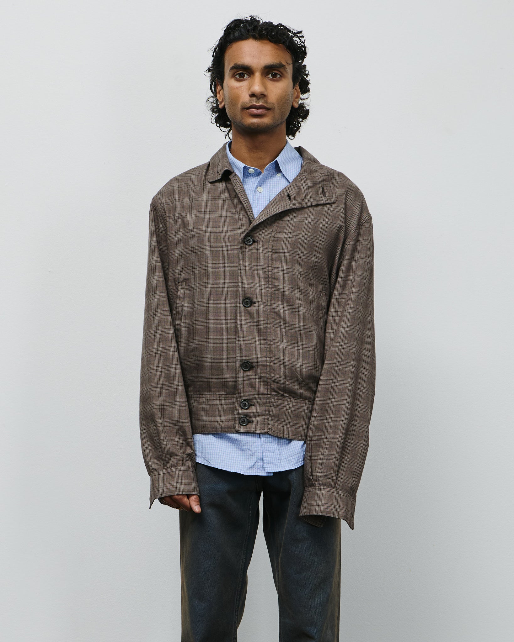Mock Bomber - Dirty Brown Glen Plaid
