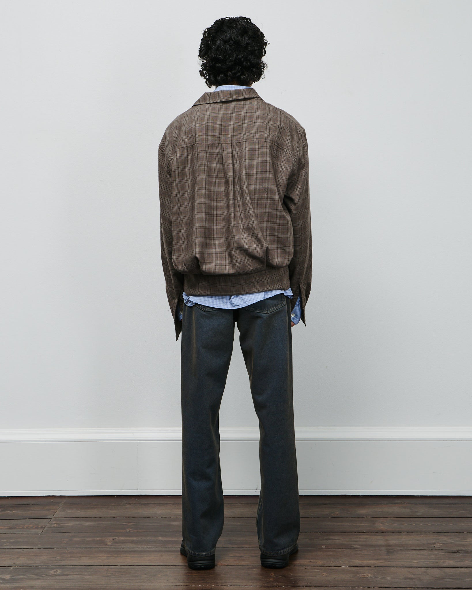 Mock Bomber - Dirty Brown Glen Plaid