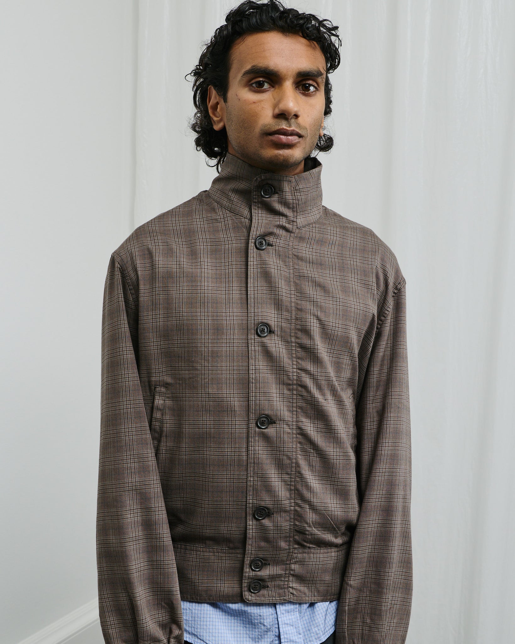 Mock Bomber - Dirty Brown Glen Plaid