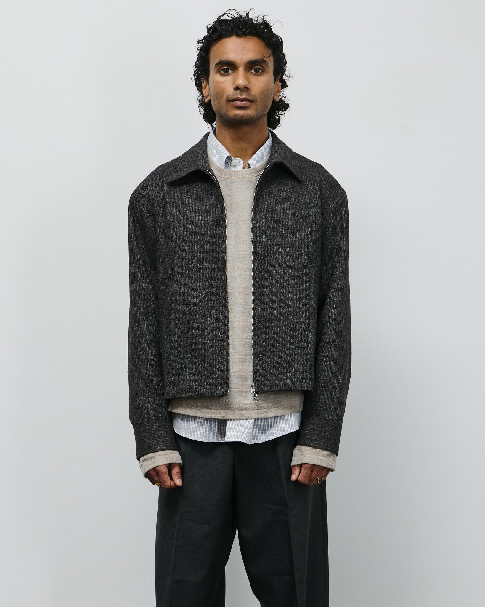 Mail Jacket - Brown Melange Stripe