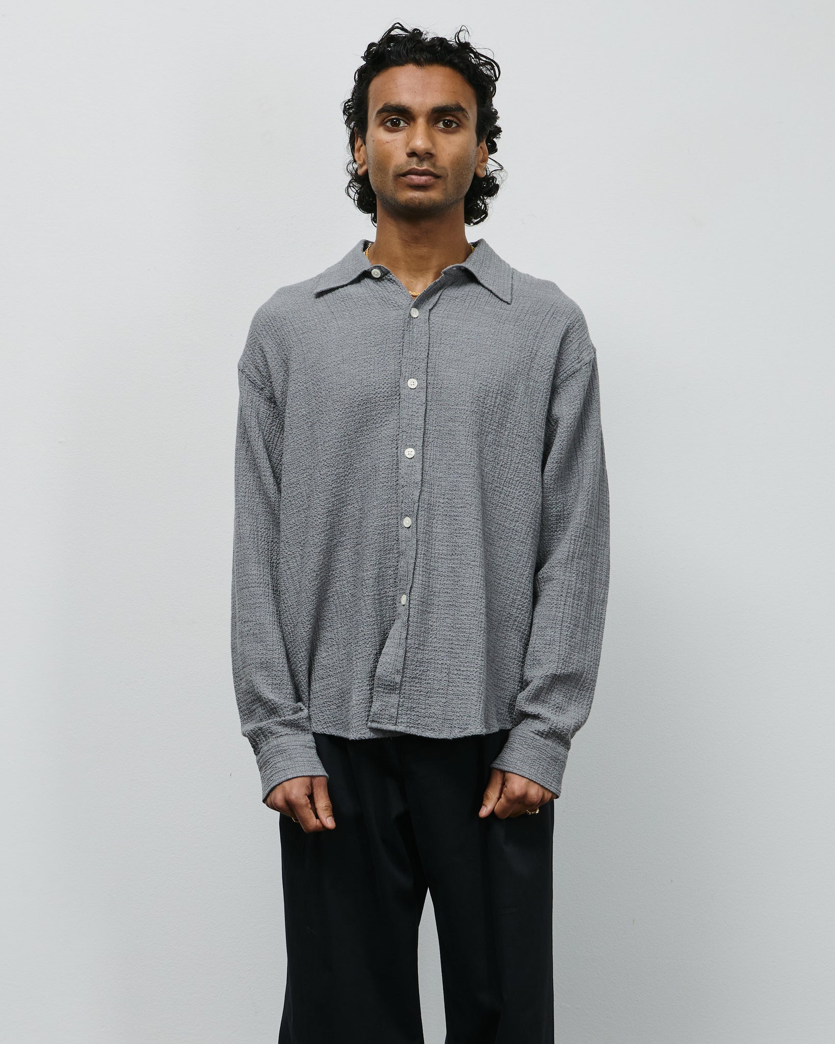 Vacation Shirt - Pavement Grey Seersucker