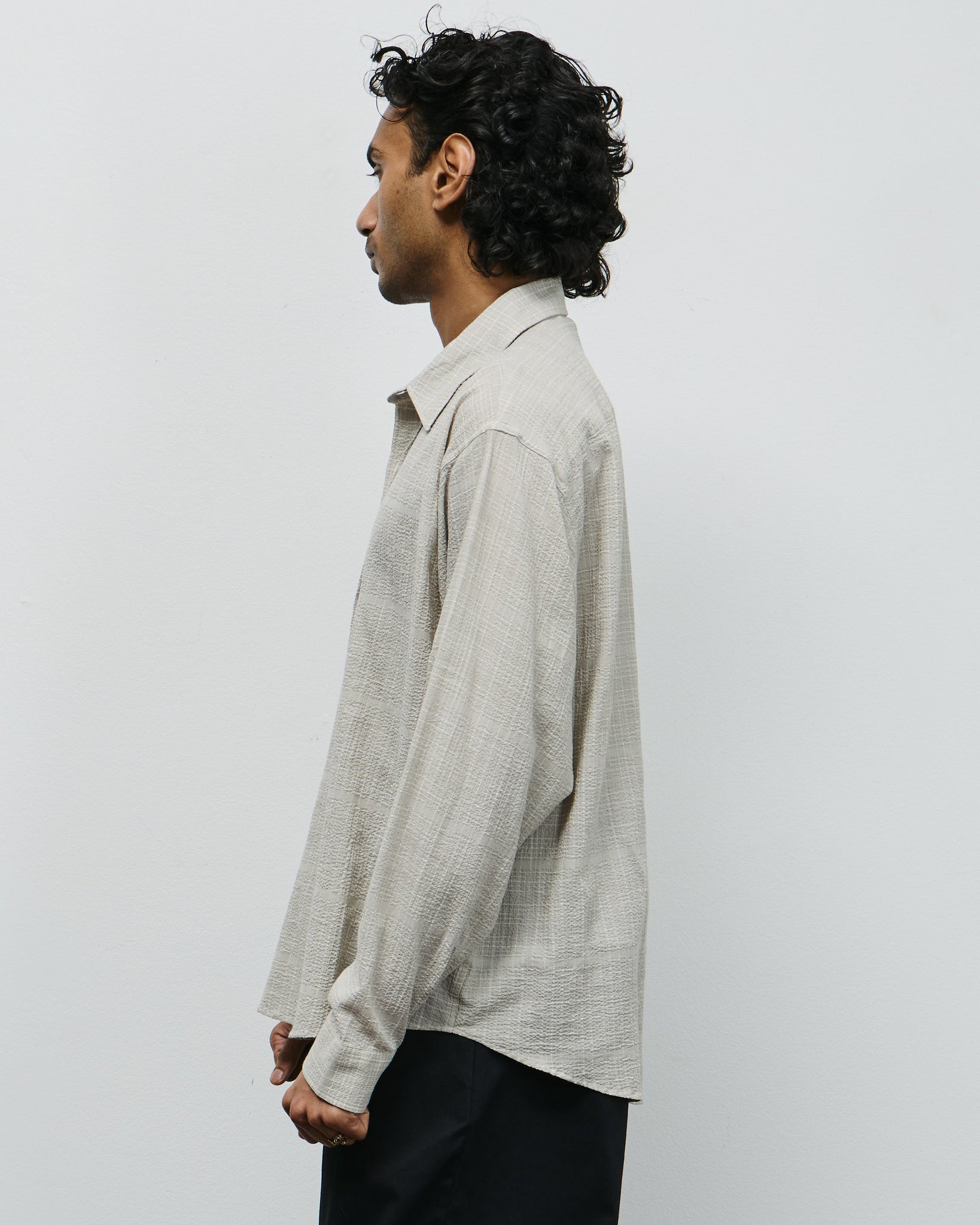 Vacation Shirt - Chalk Seersucker Check