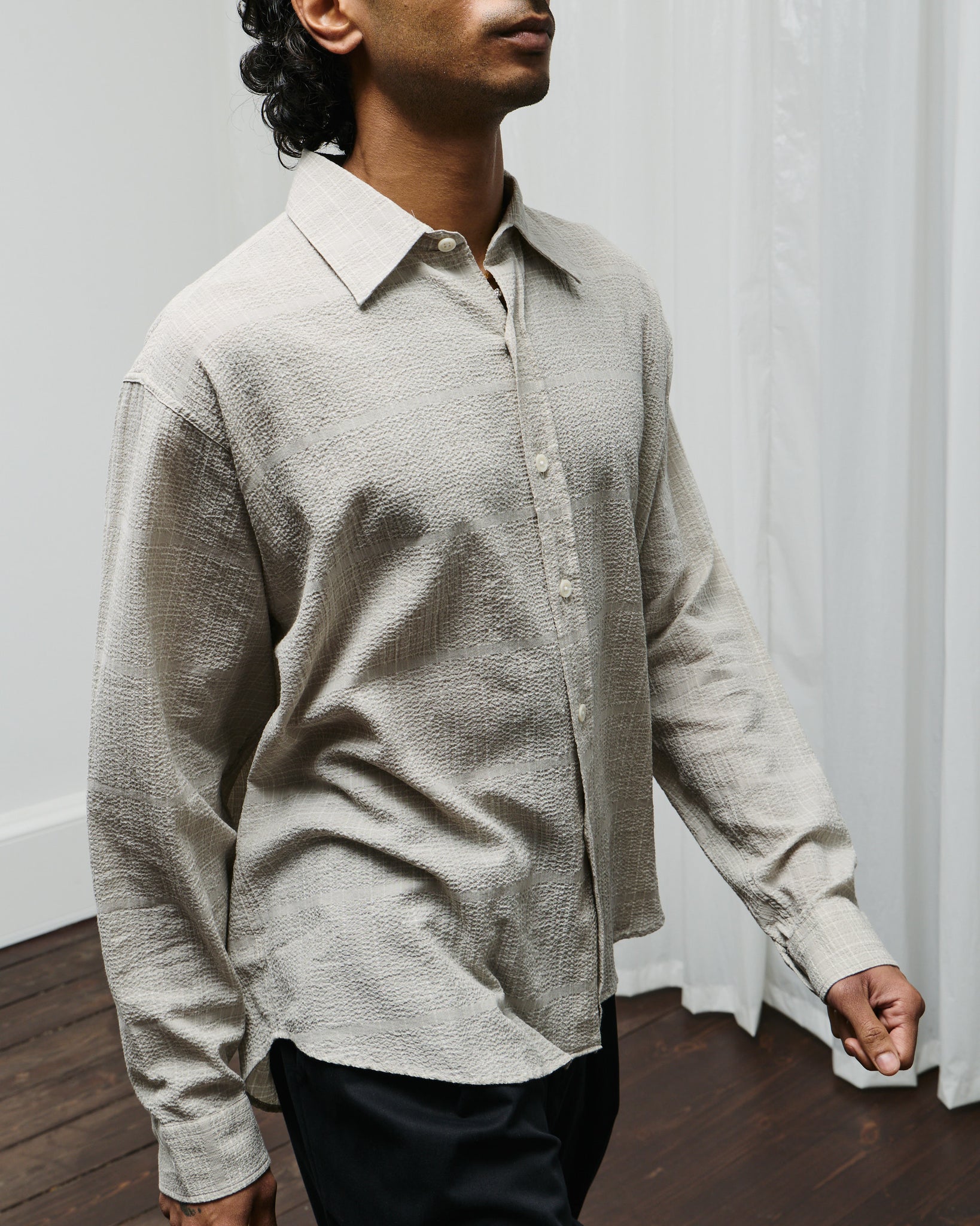 Vacation Shirt - Chalk Seersucker Check