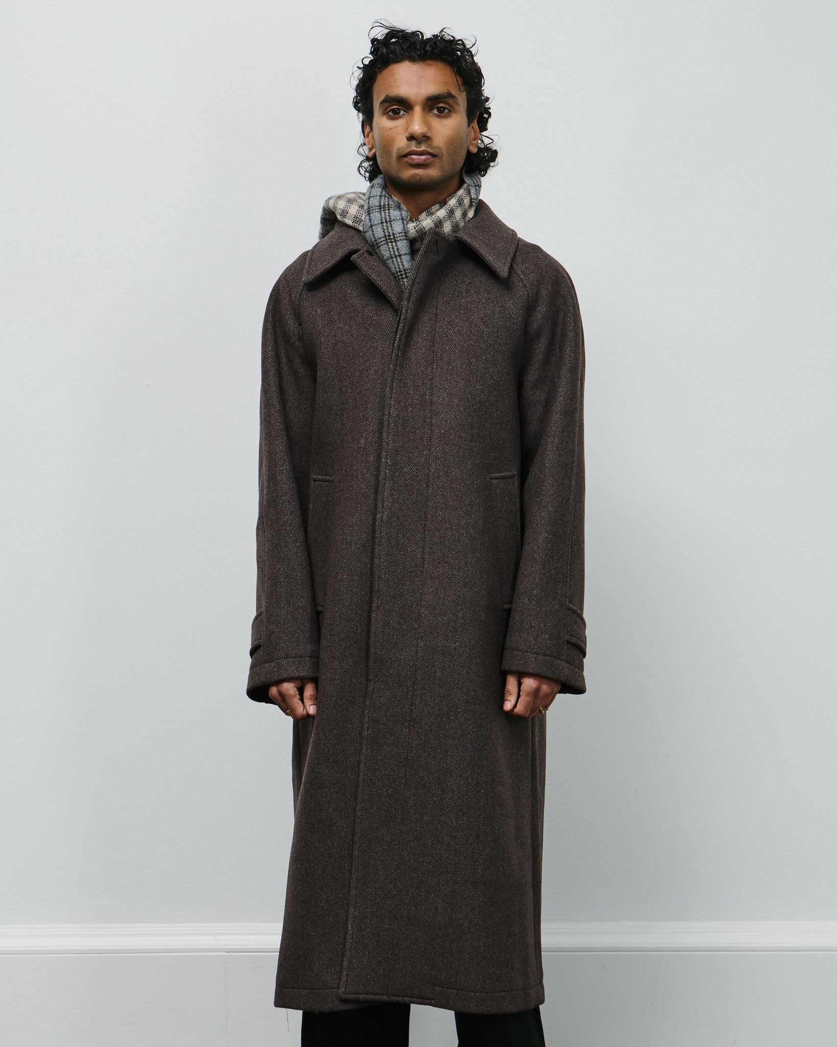 Installation Coat - Brown Herringbone Recycled Wool