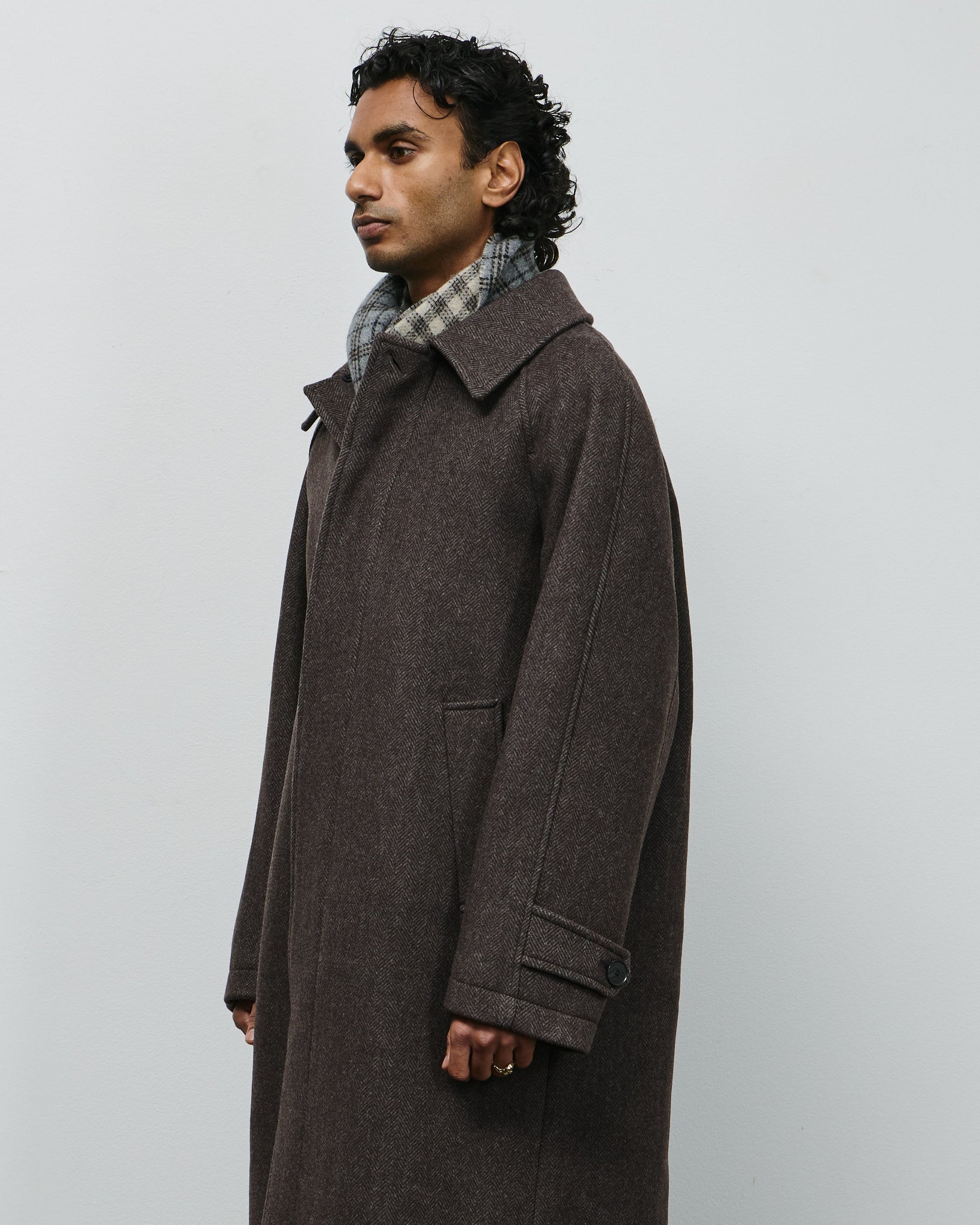 Installation Coat - Brown Herringbone Recycled Wool