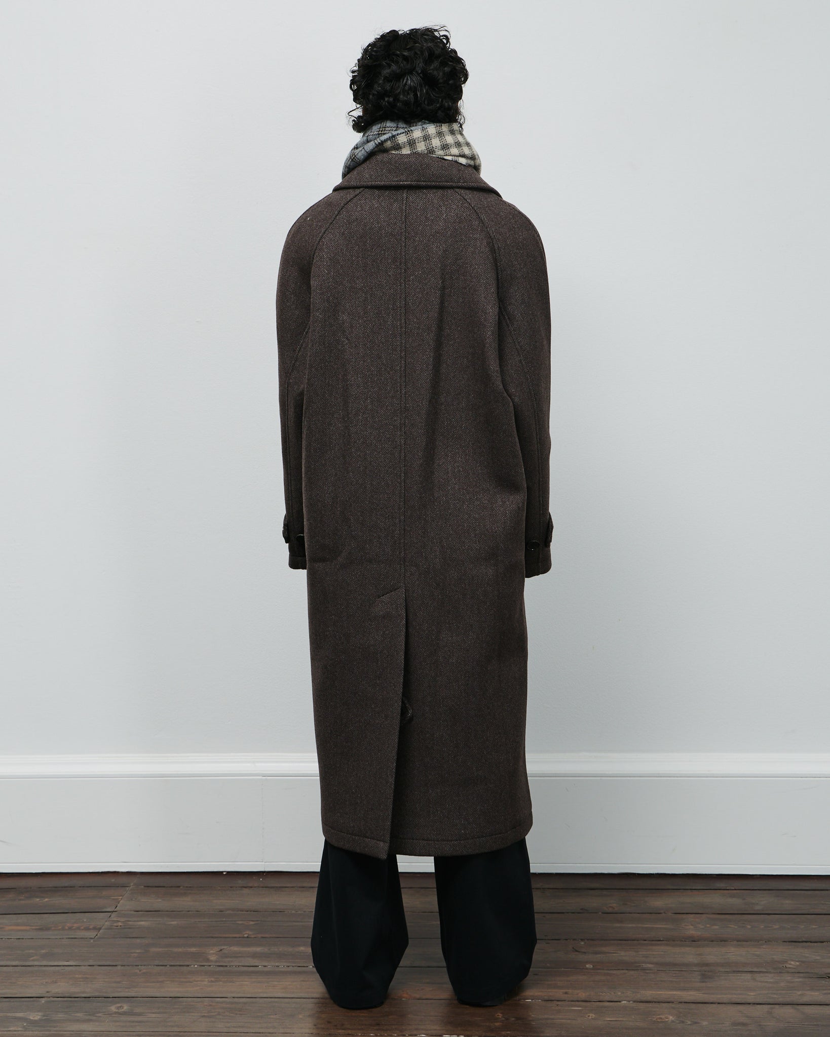Installation Coat - Brown Herringbone Recycled Wool