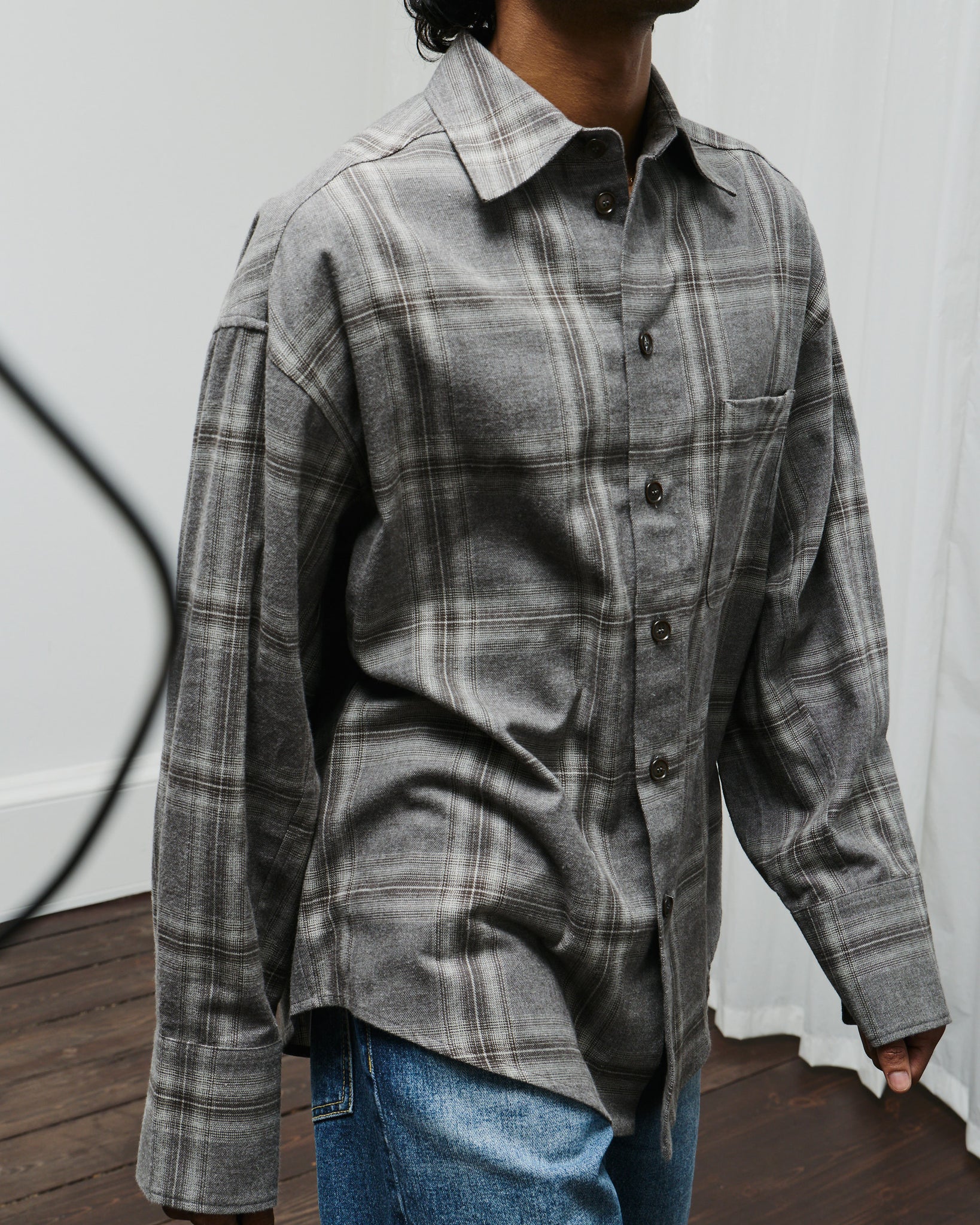 Bat Fit Shirt - Grey Check