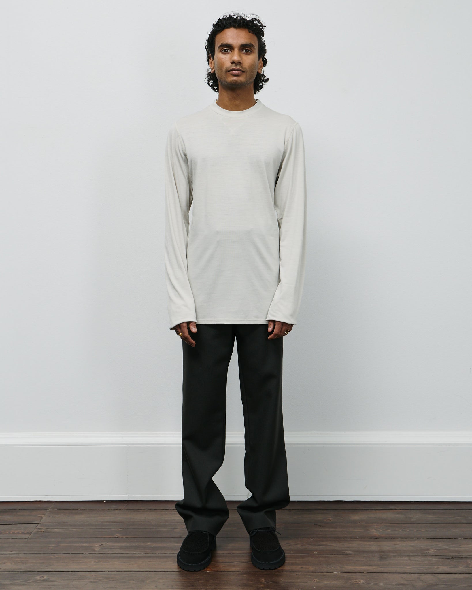 Polar Jersey Roundneck - Talc Jersey Wool
