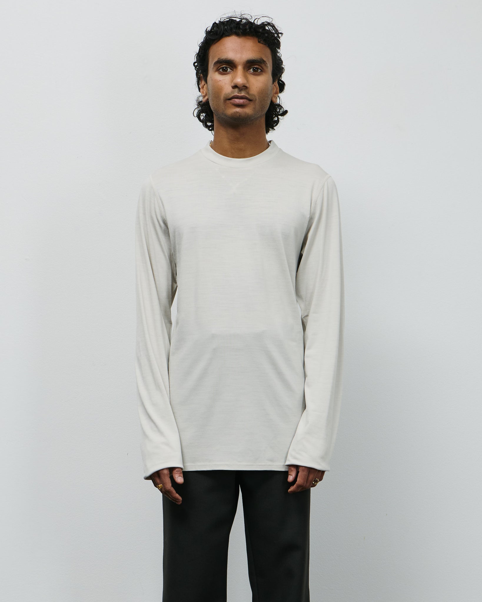 Polar Jersey Roundneck - Talc Jersey Wool