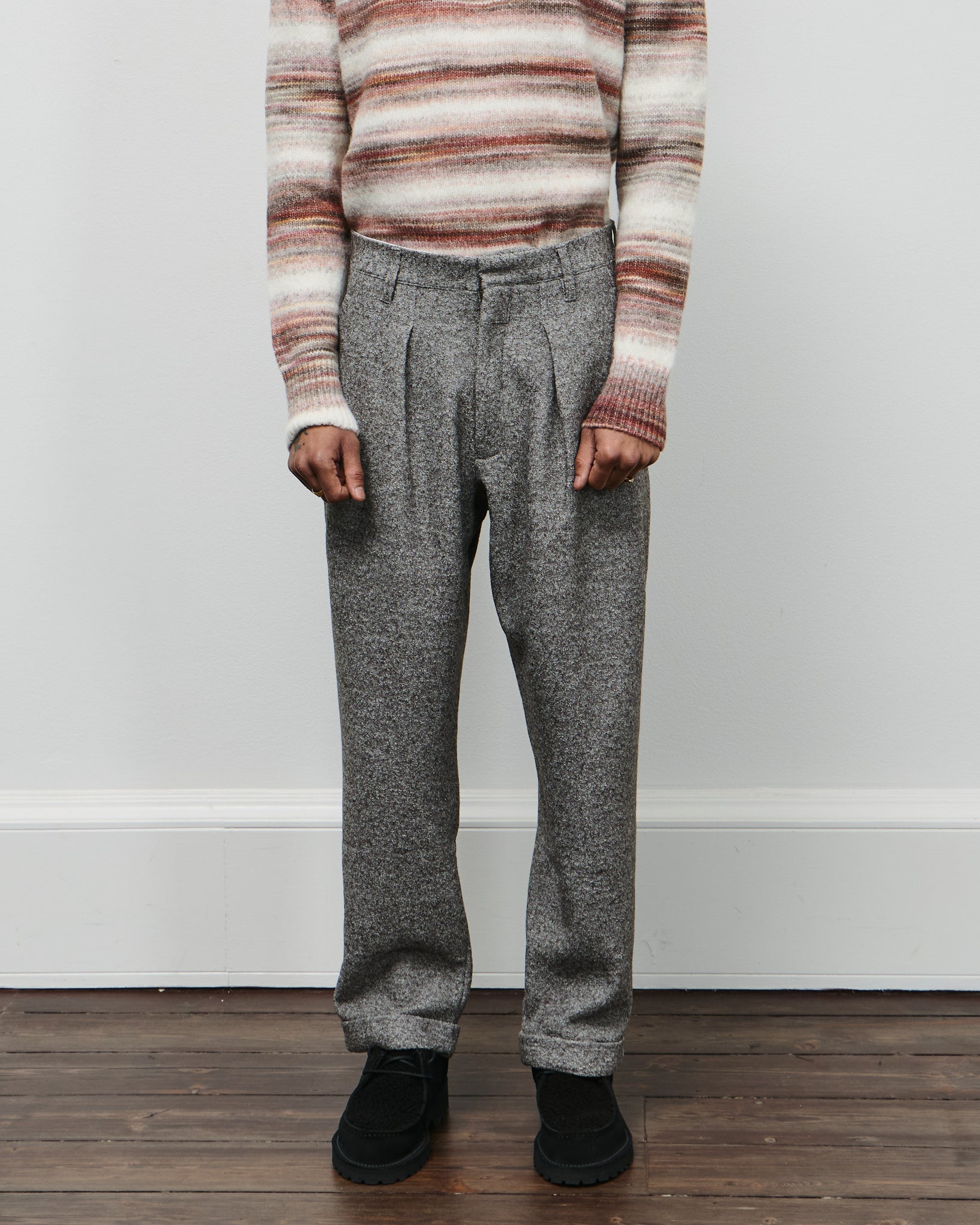 Fold Wool Chino Pants - Major Brown