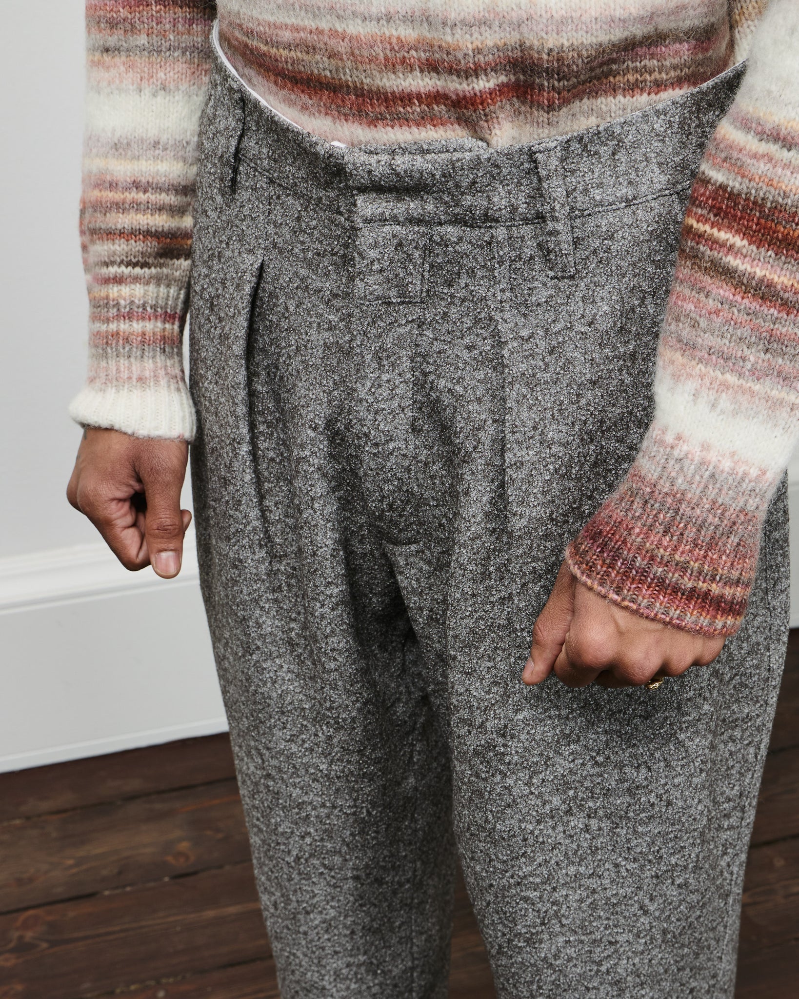 Fold Wool Chino Pants - Major Brown