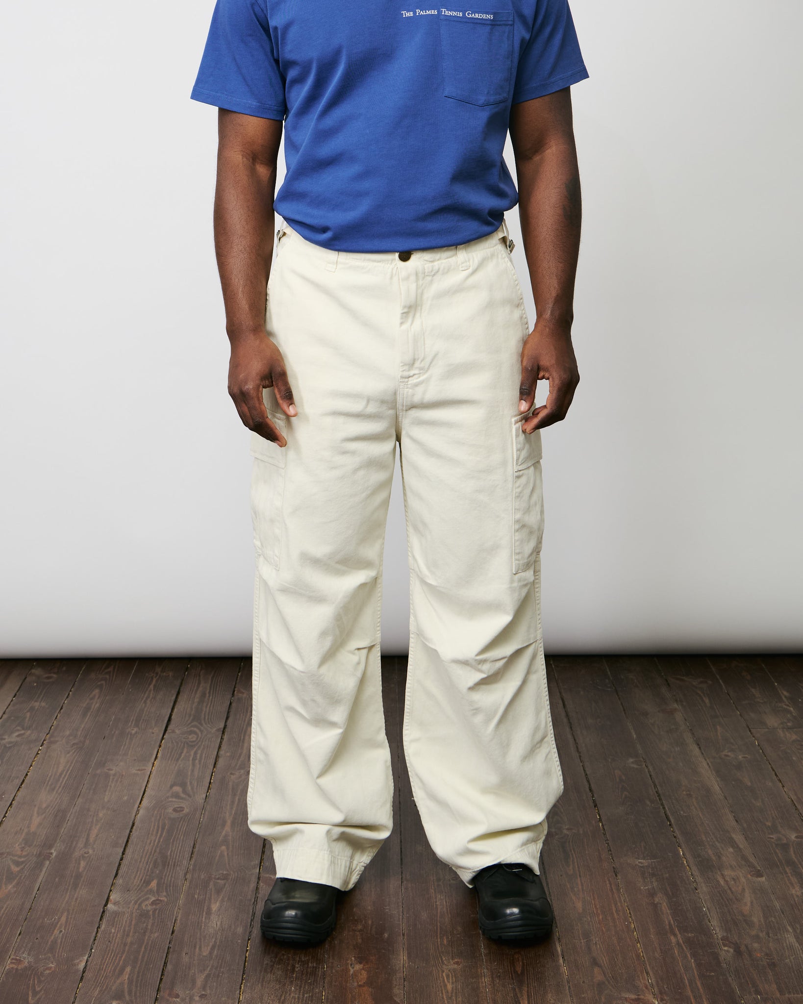 Herringbone Cargo Trousers - Off White