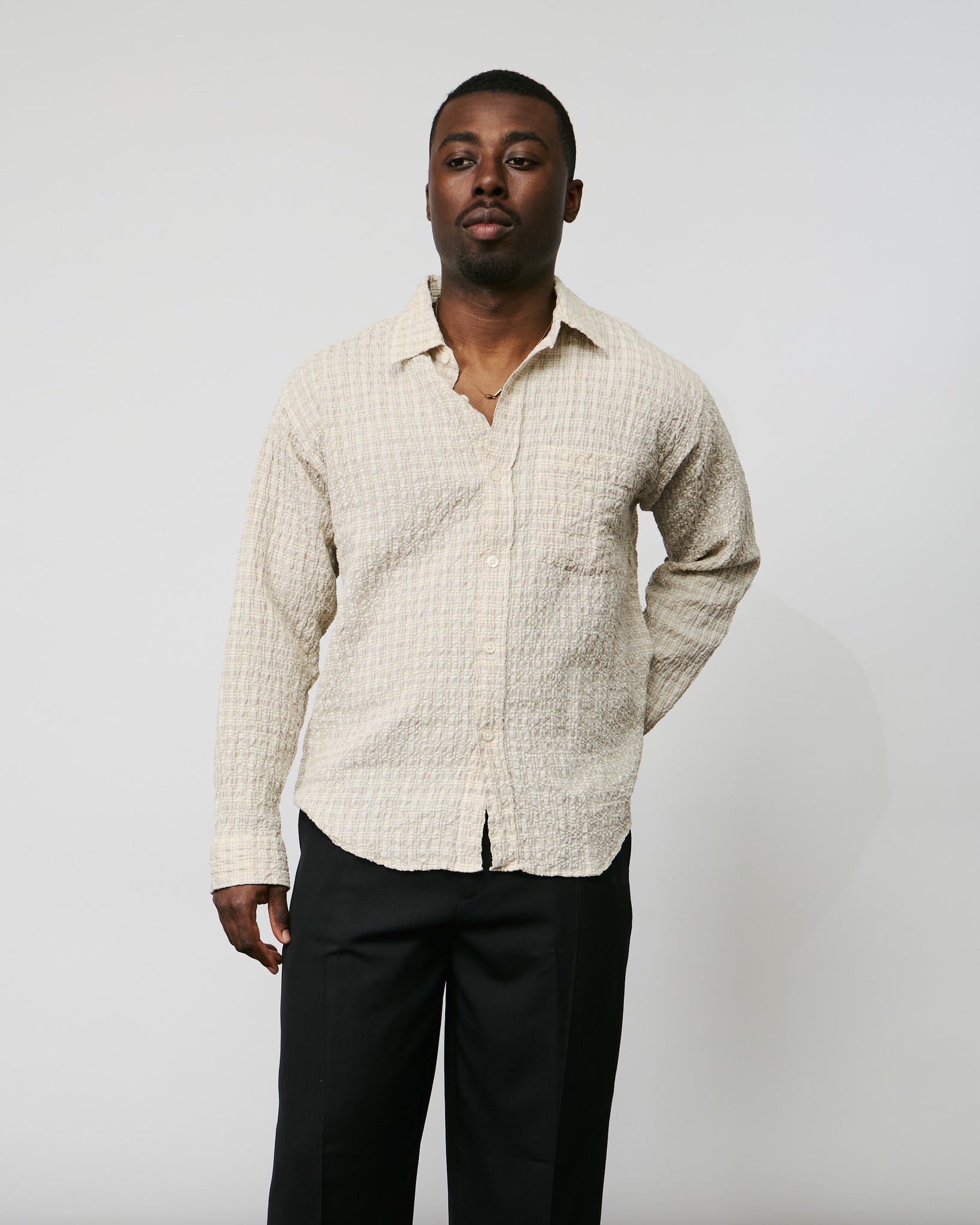 Executive Shirt - Beige Structure Check