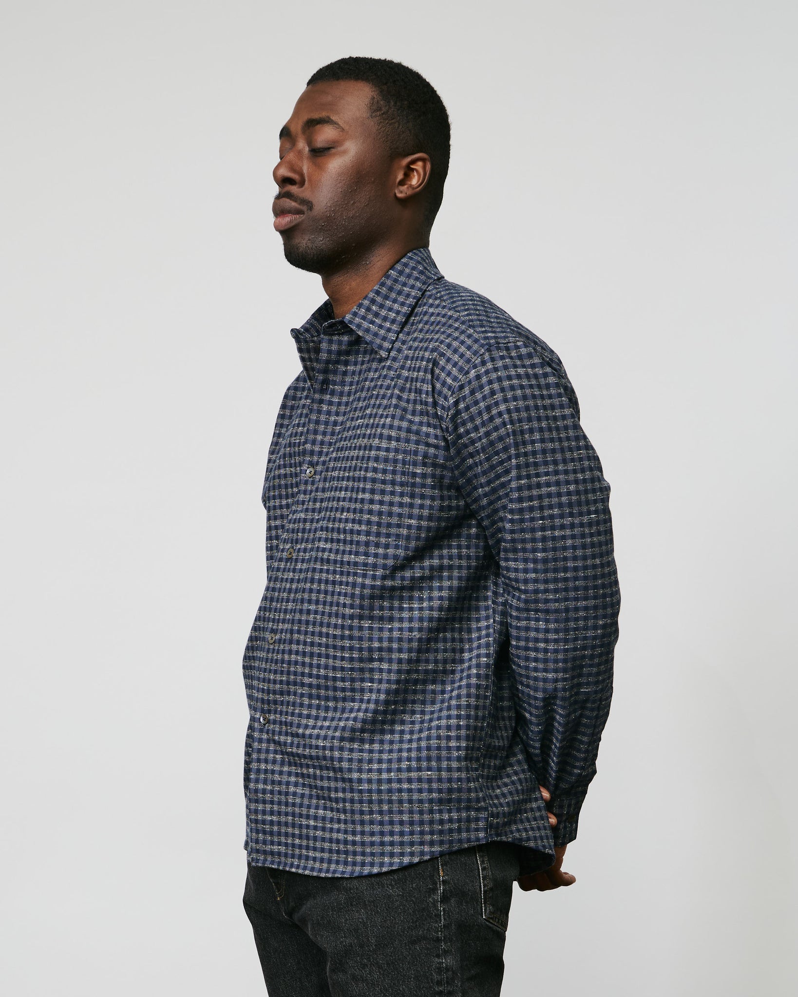 Made Shirt - Navy/Blue/Grey Check