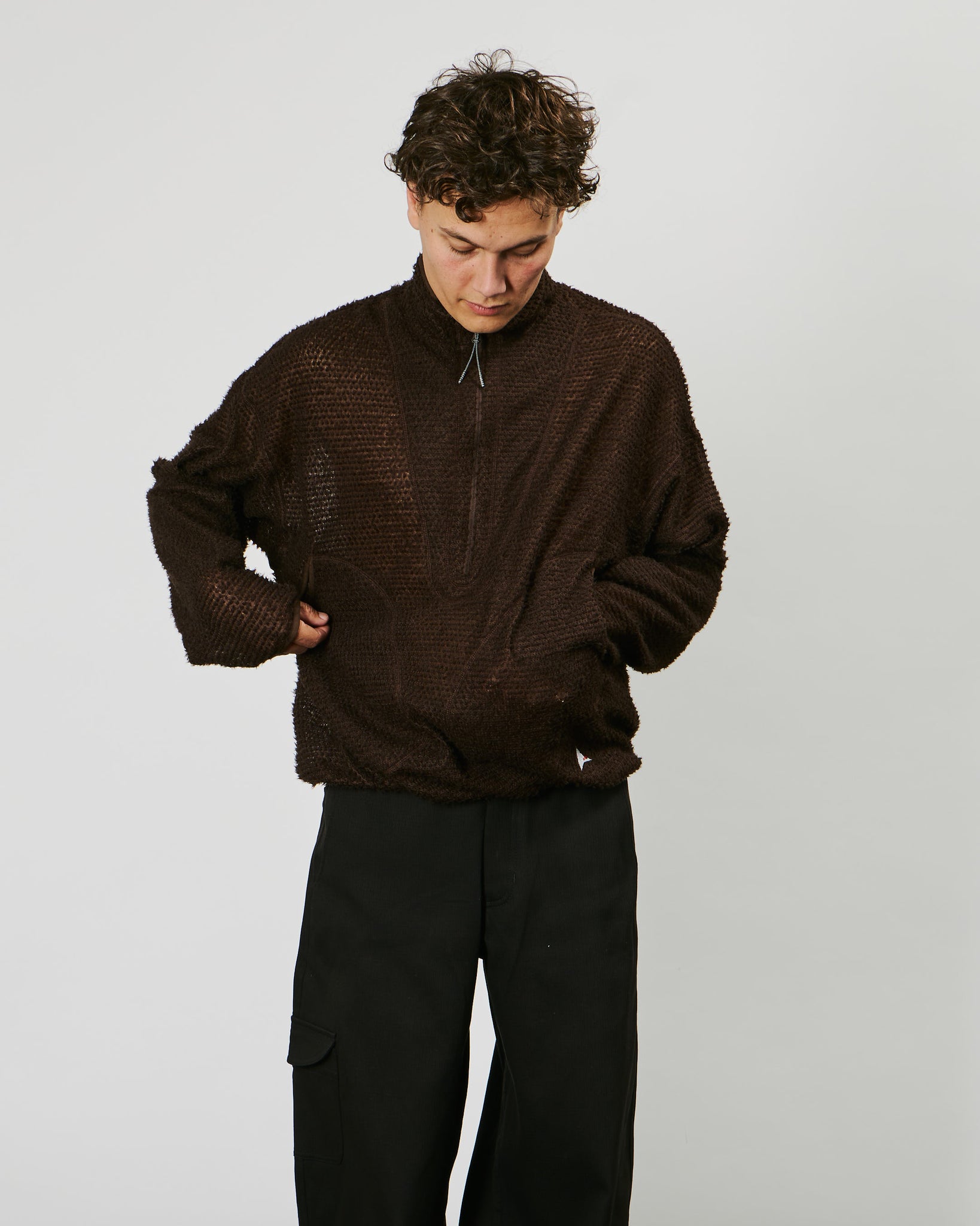 Alpha Direct Half Zip - Dark Brown