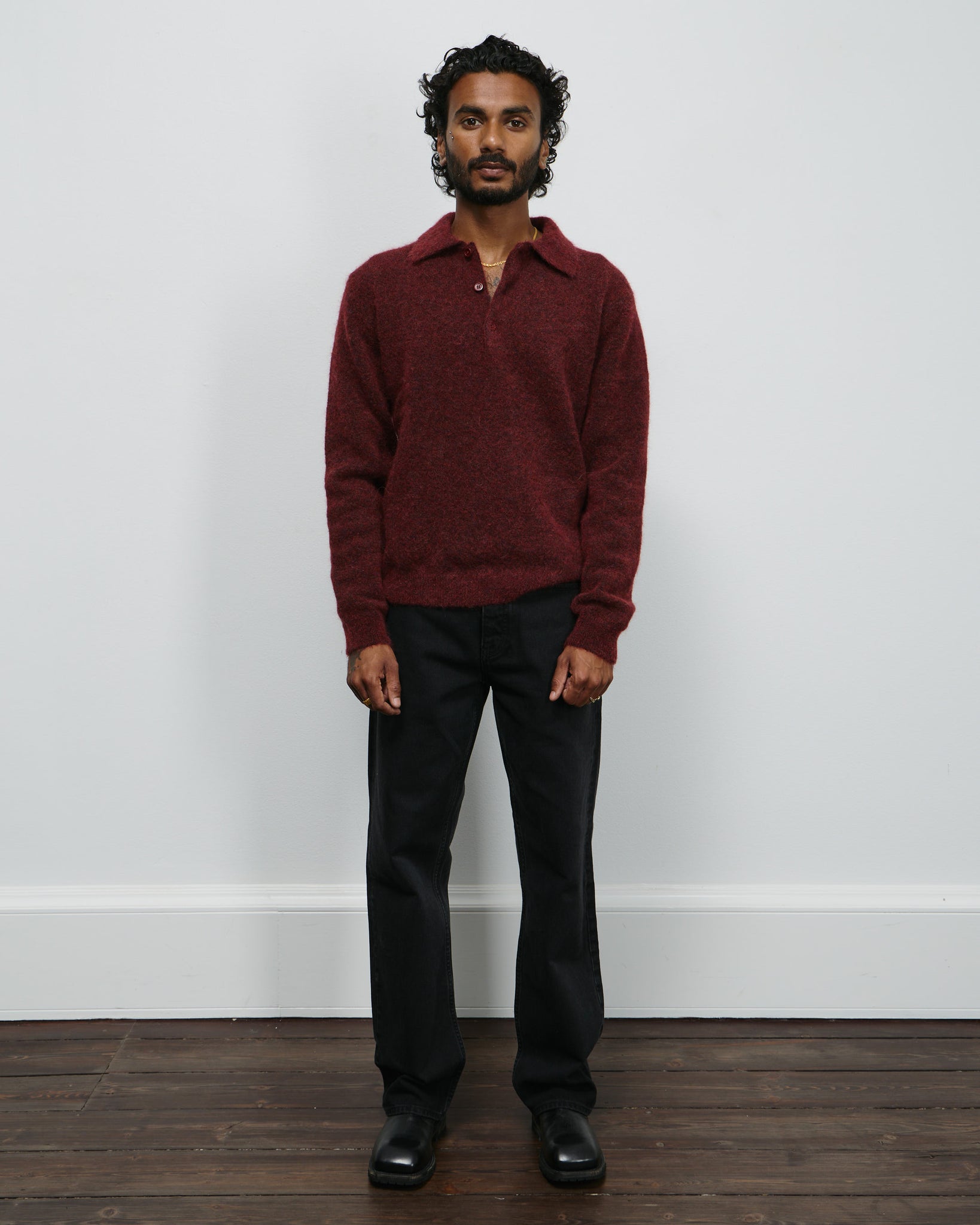 Mohair Polo - Burgundy