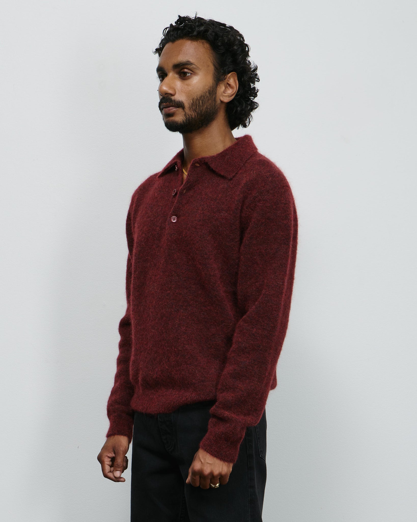 Mohair Polo - Burgundy