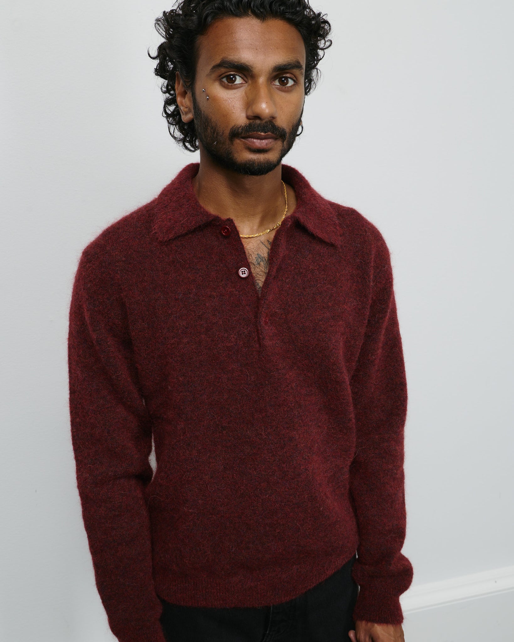 Mohair Polo - Burgundy