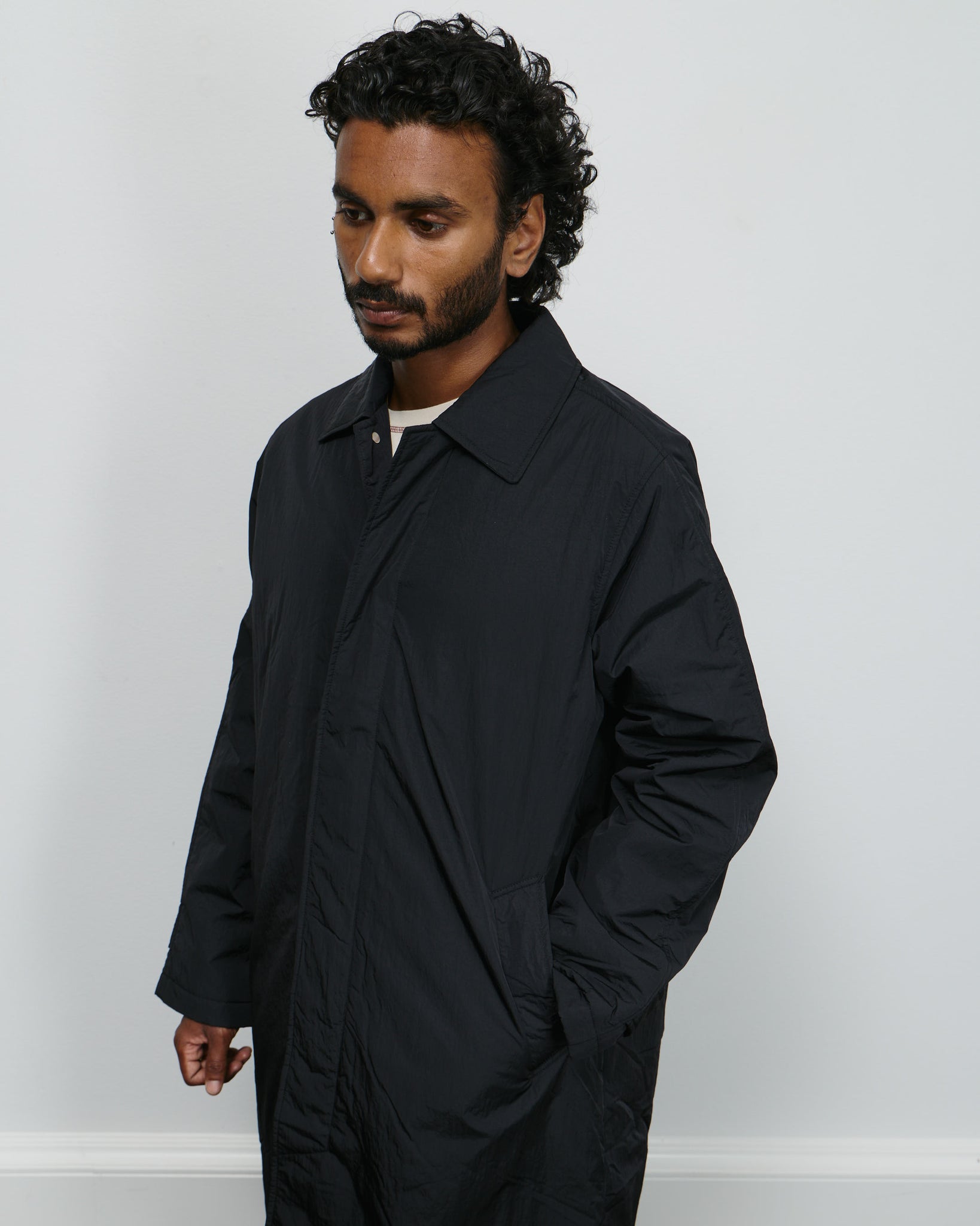 Relaxed Nylon Coat - Black