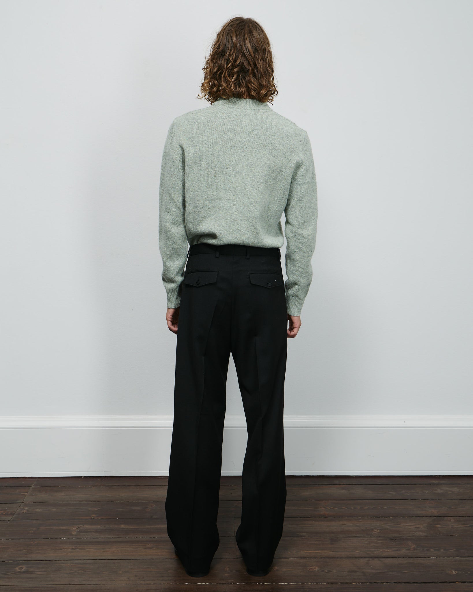 Wide Pleated Trouser - Black