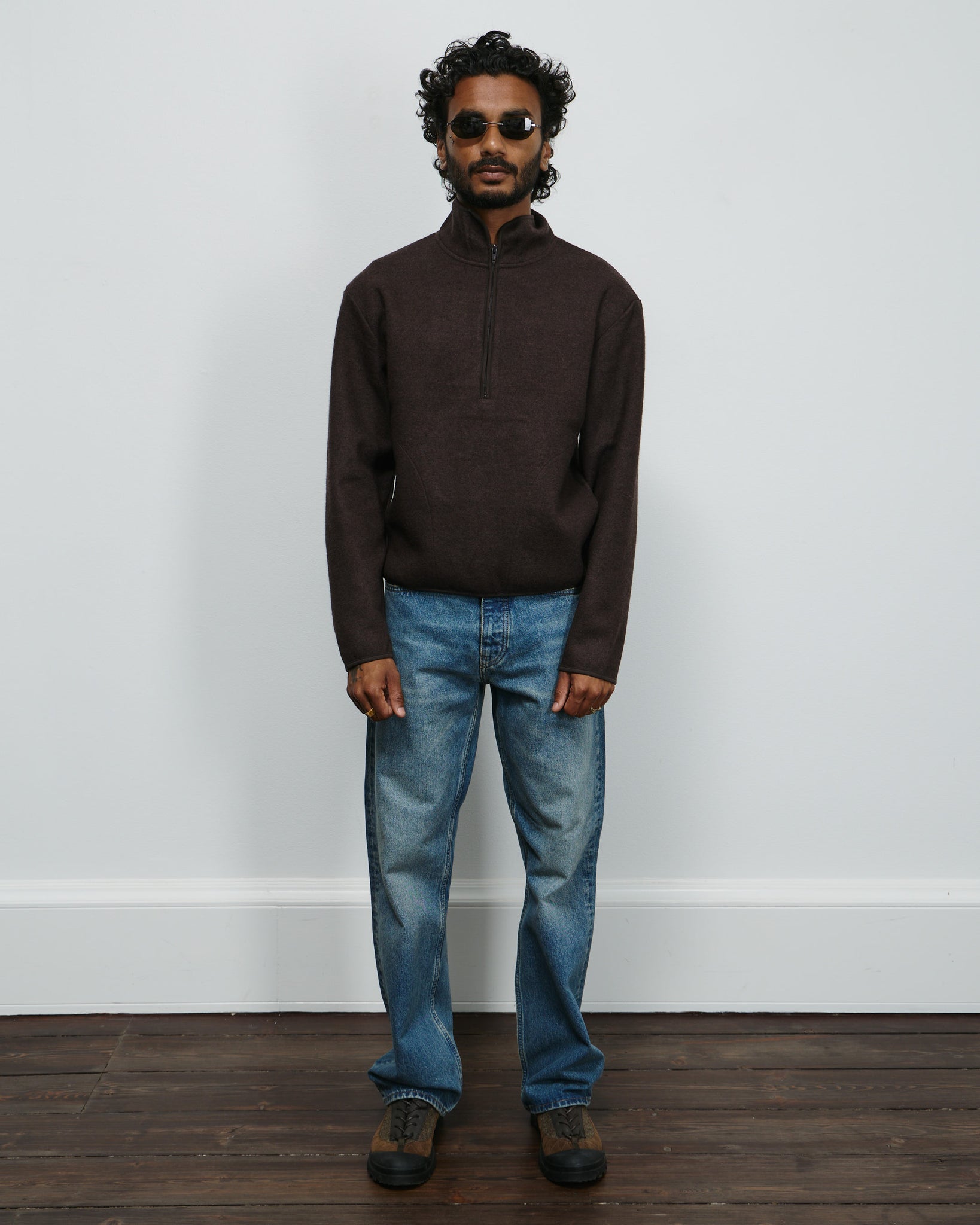 Wool Half Zip - Brown
