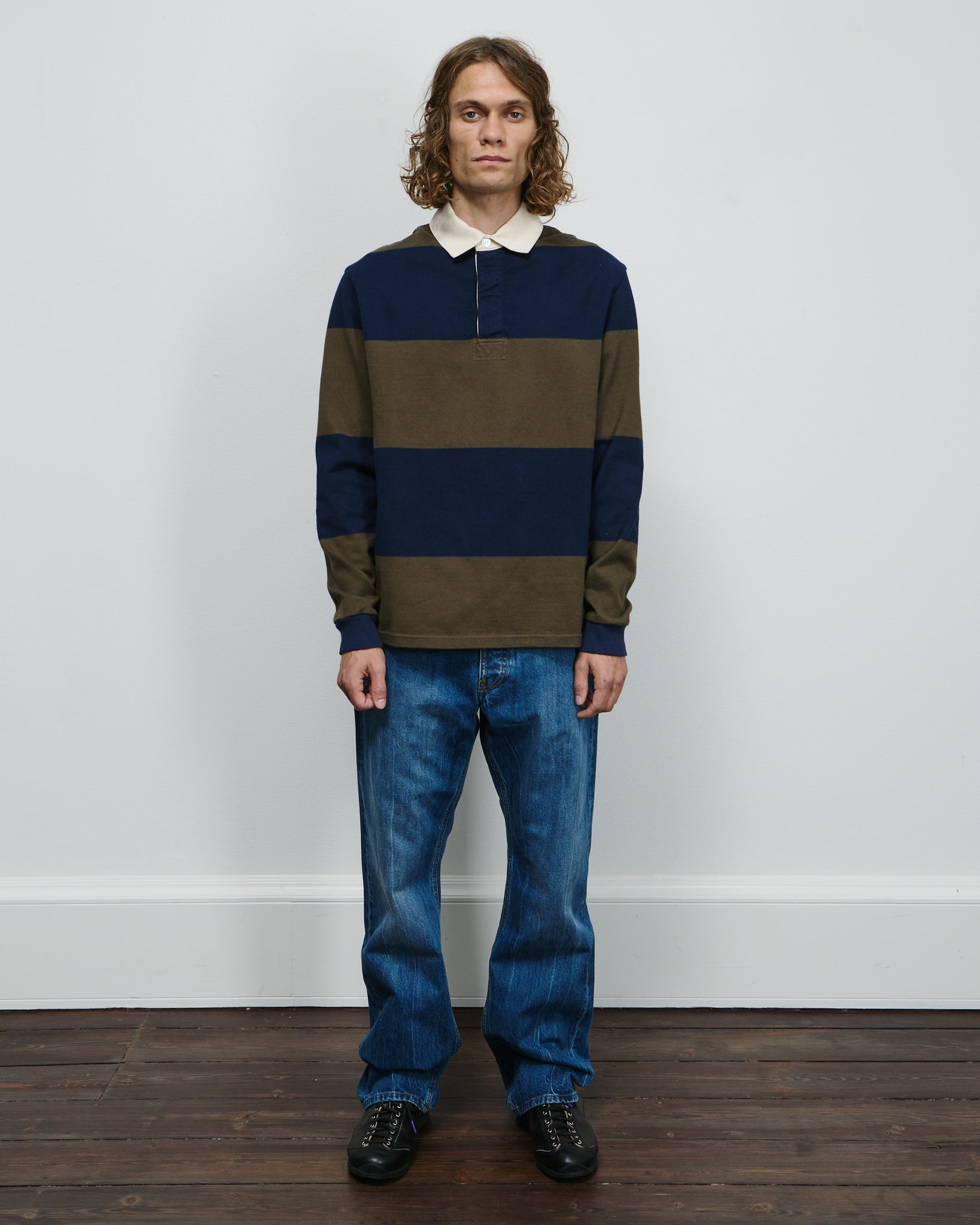 Another Rugby Polo 1.0 - Navy Brown Stripe