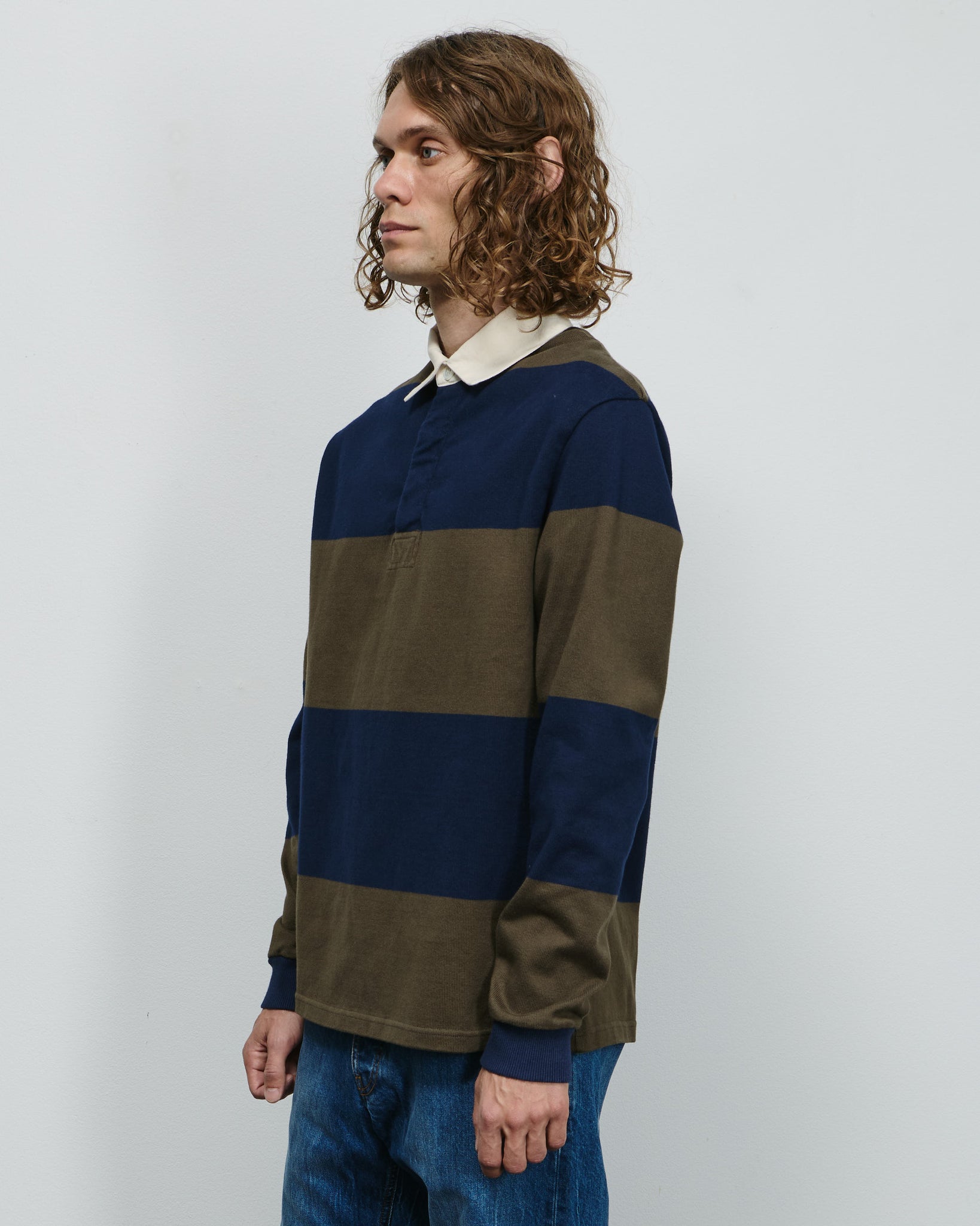 Another Rugby Polo 1.0 - Navy Brown Stripe