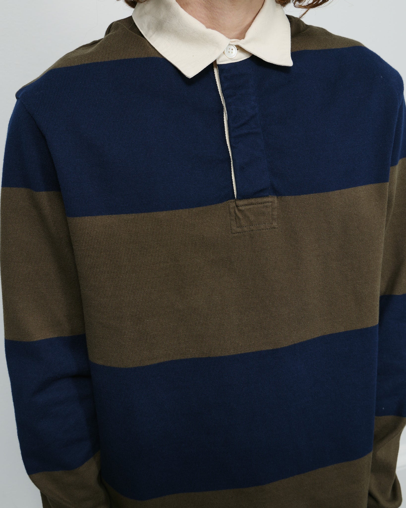 Another Rugby Polo 1.0 - Navy Brown Stripe