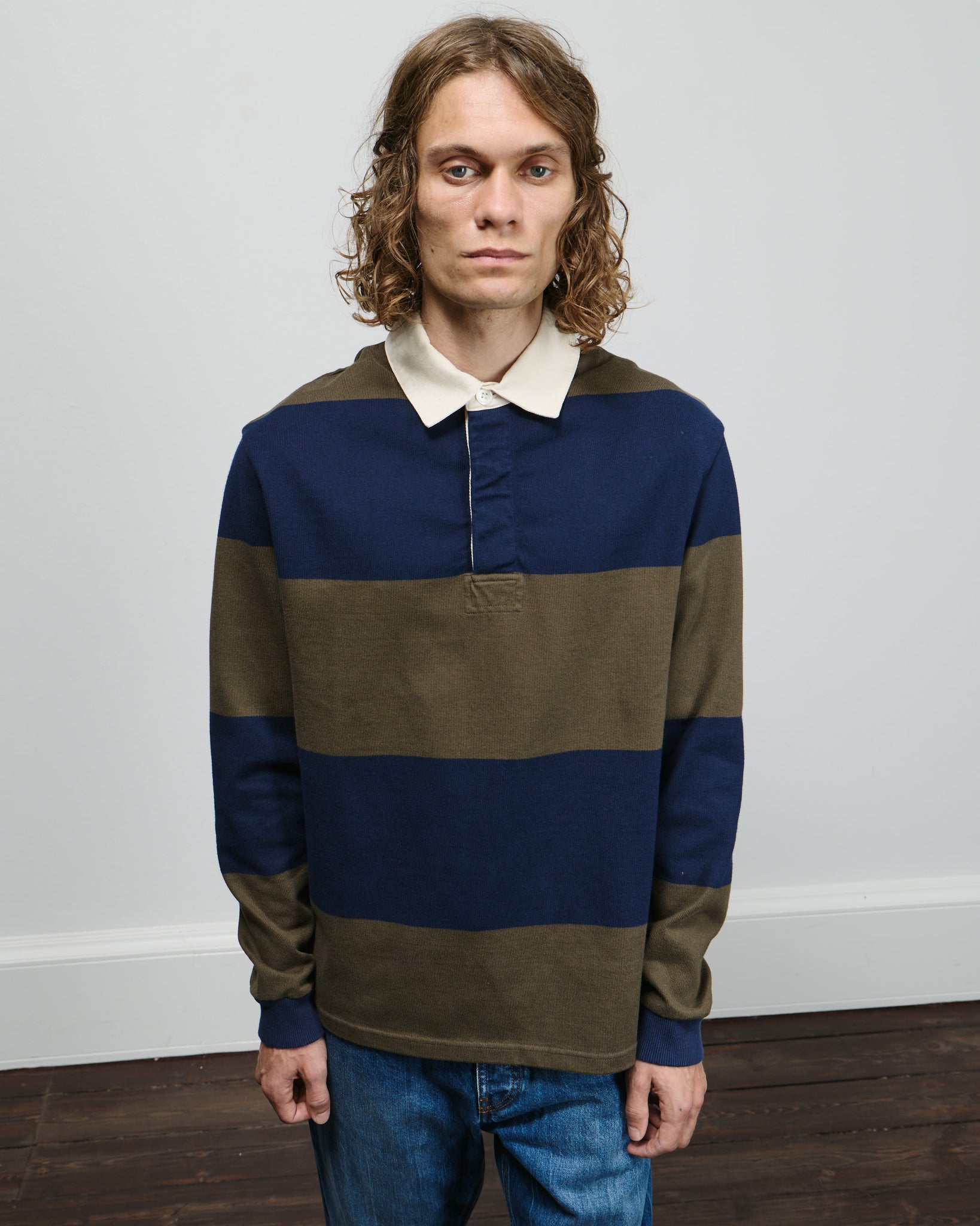 Another Rugby Polo 1.0 - Navy Brown Stripe