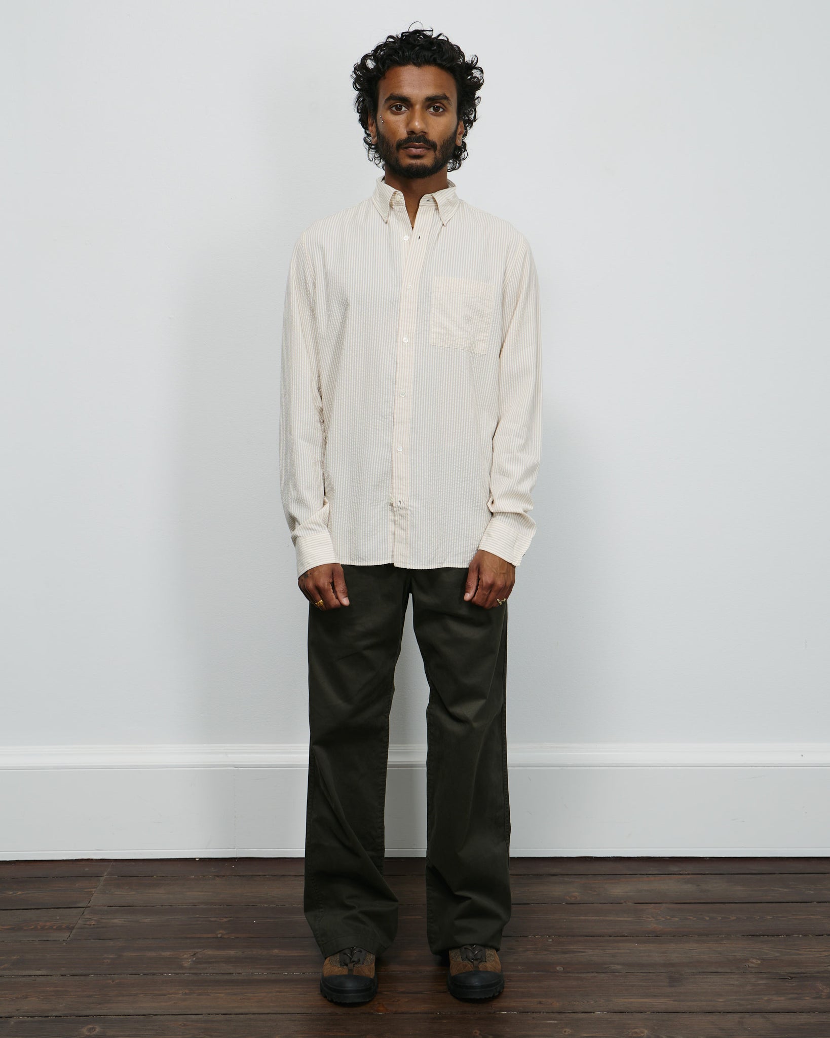 Another Shirt 1.0 - Ecru Brown Stripe