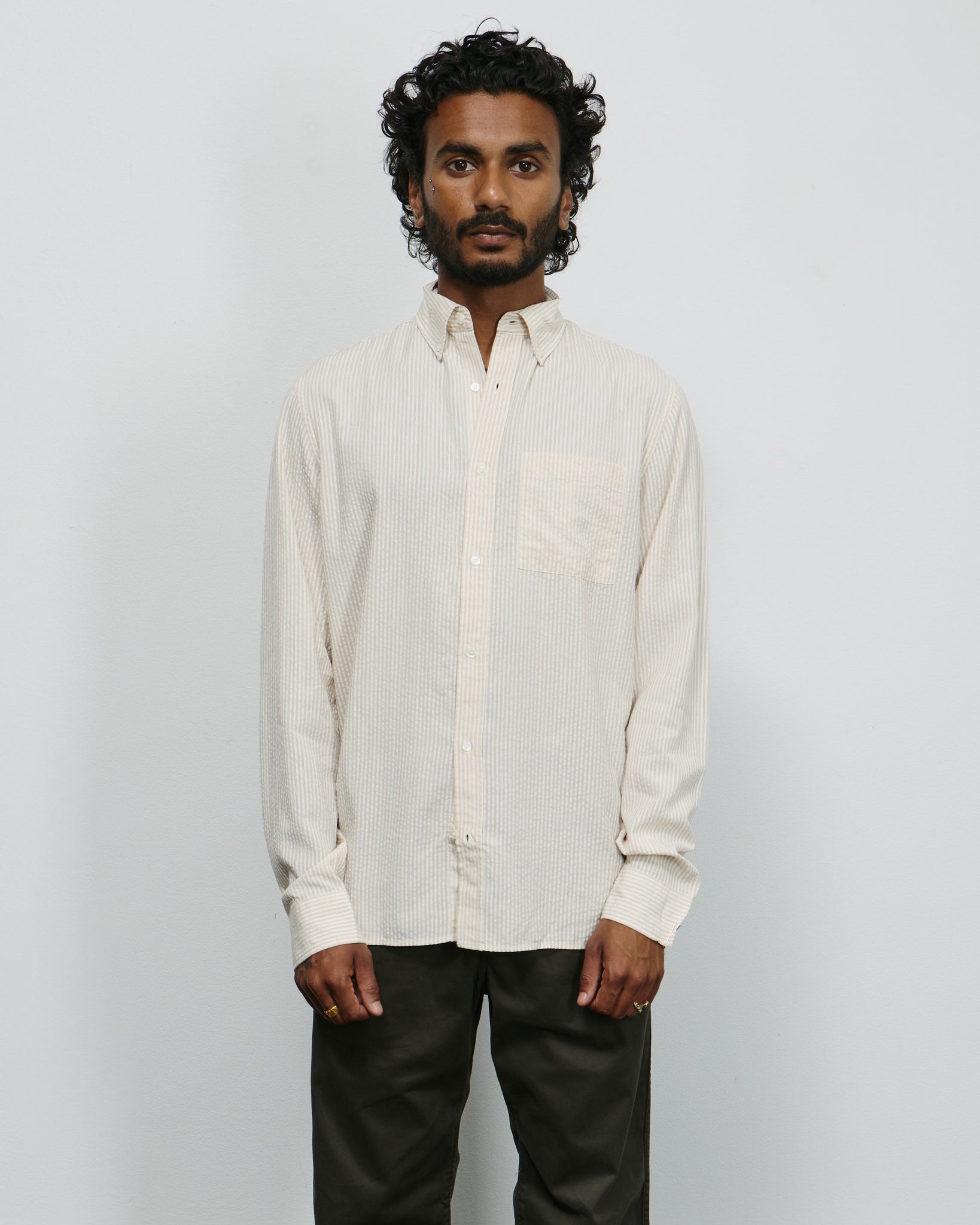 Another Shirt 1.0 - Ecru Brown Stripe