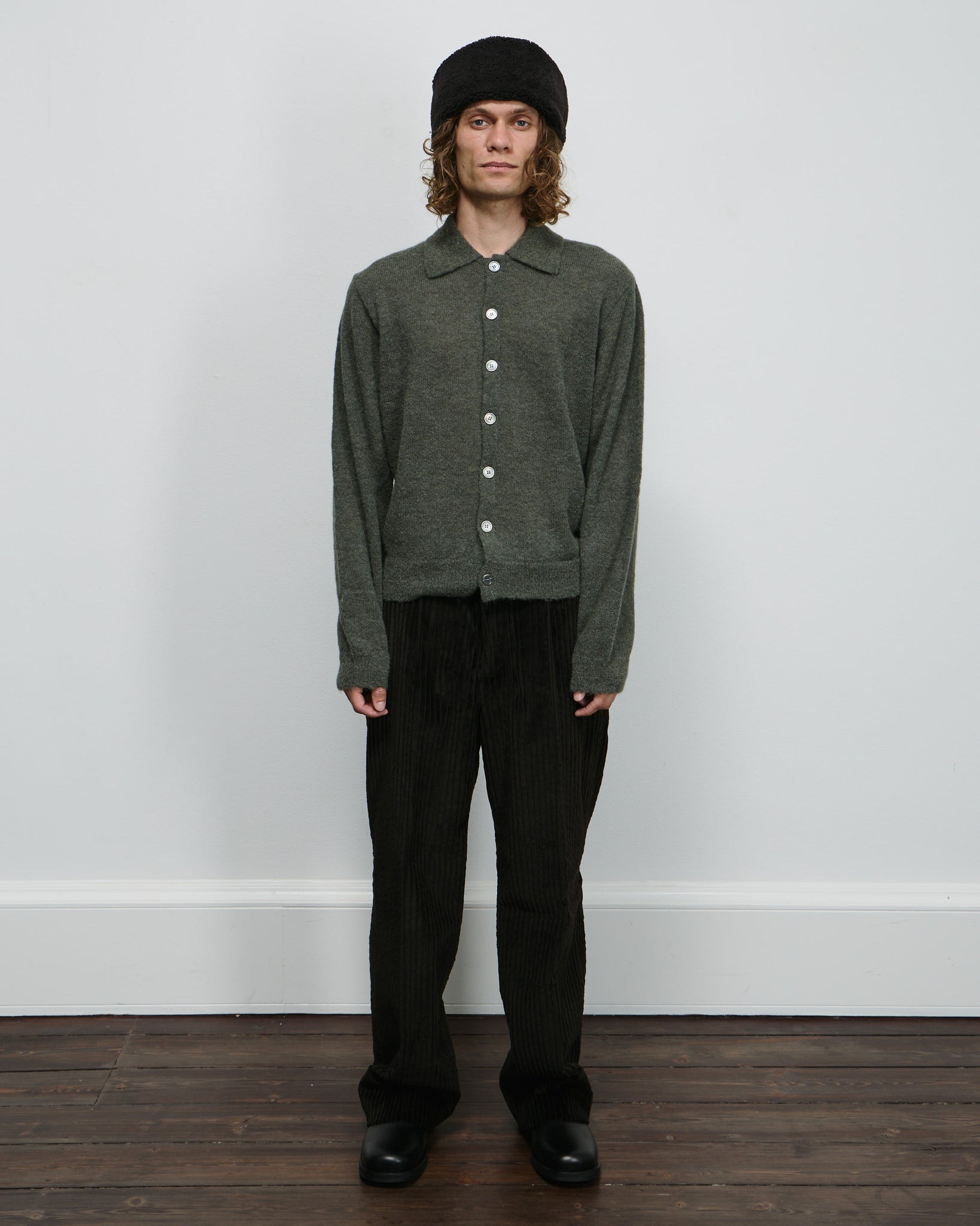 Evening Polo - Moss Green Fuzzy Alpaca