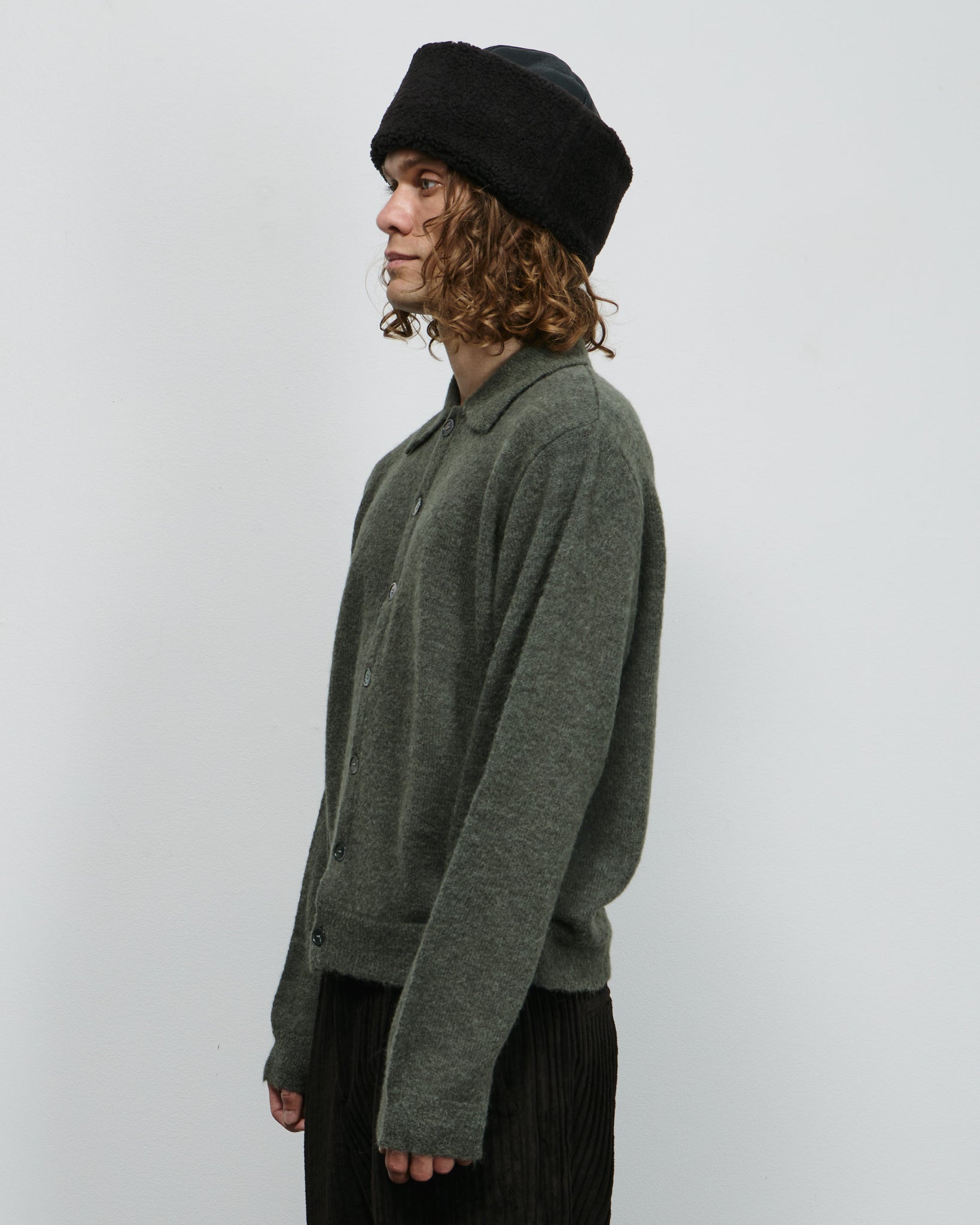 Evening Polo - Moss Green Fuzzy Alpaca