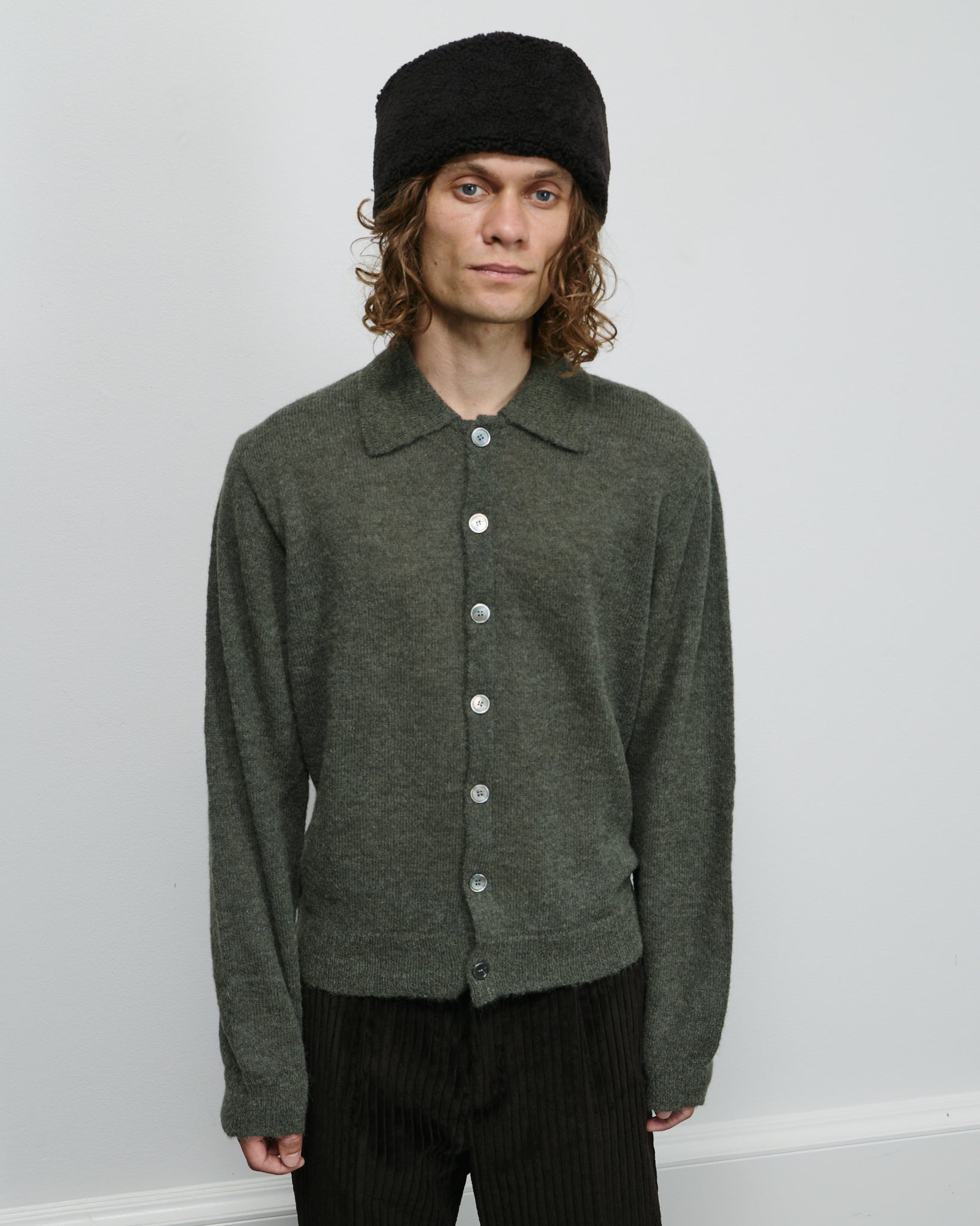 Evening Polo - Moss Green Fuzzy Alpaca