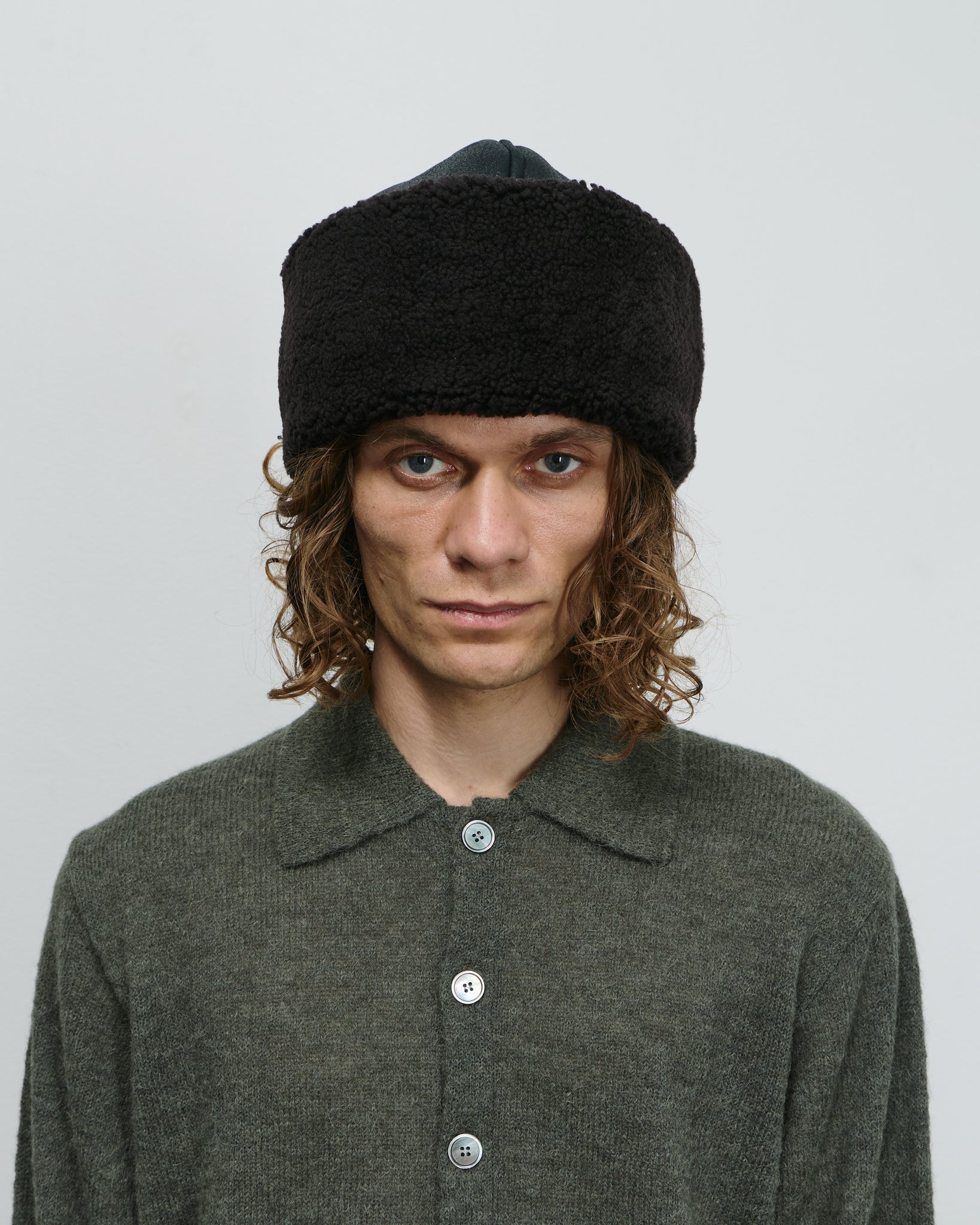 Blizzard Hat - Dark Brown Aviator Shearling