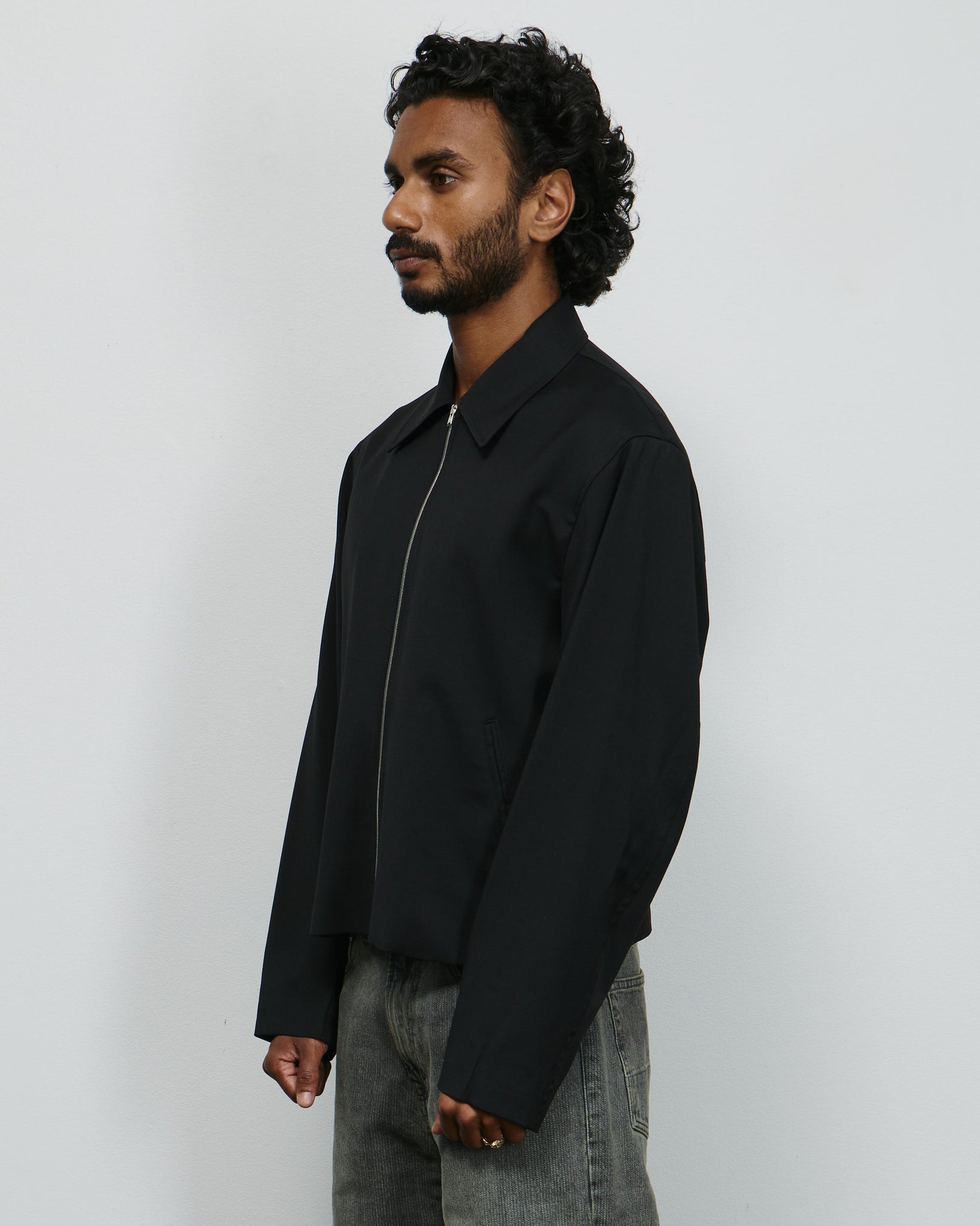 Mini Jacket - Black Worsted Wool