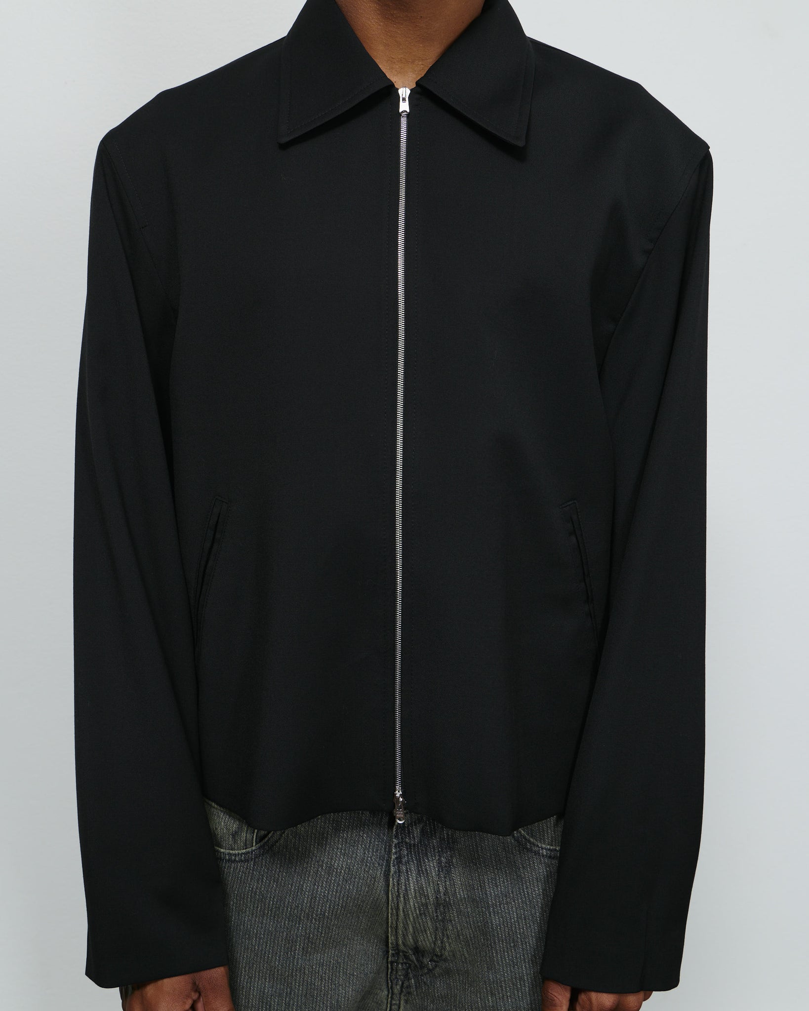 Mini Jacket - Black Worsted Wool