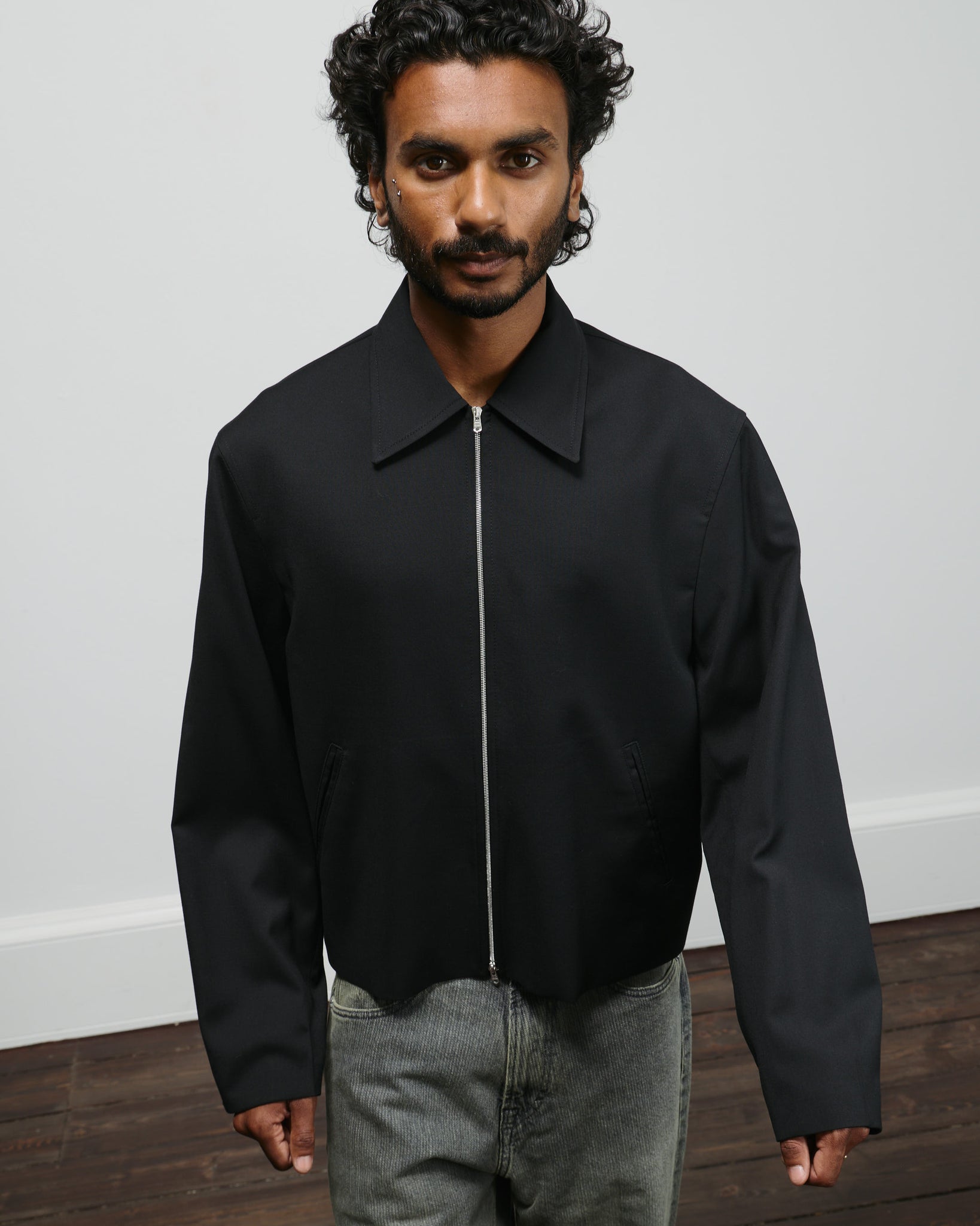 Mini Jacket - Black Worsted Wool