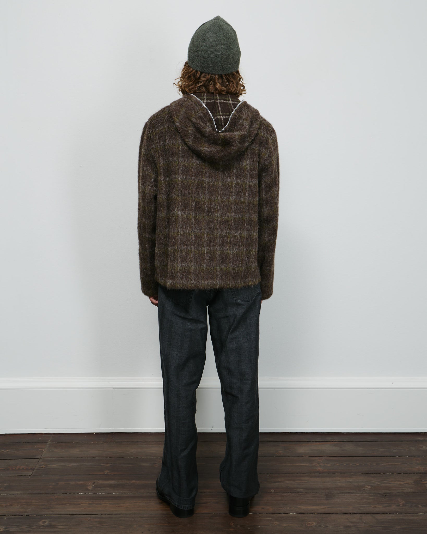 Full Zip Hood - Dorf Check Hairy Wool