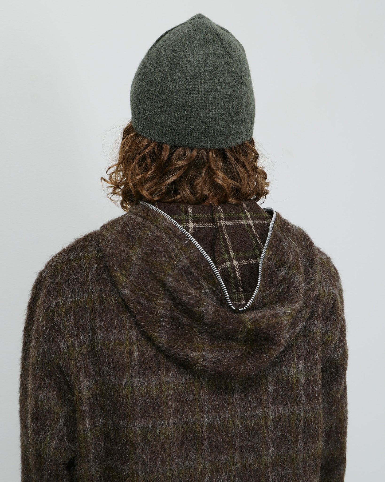 Full Zip Hood - Dorf Check Hairy Wool