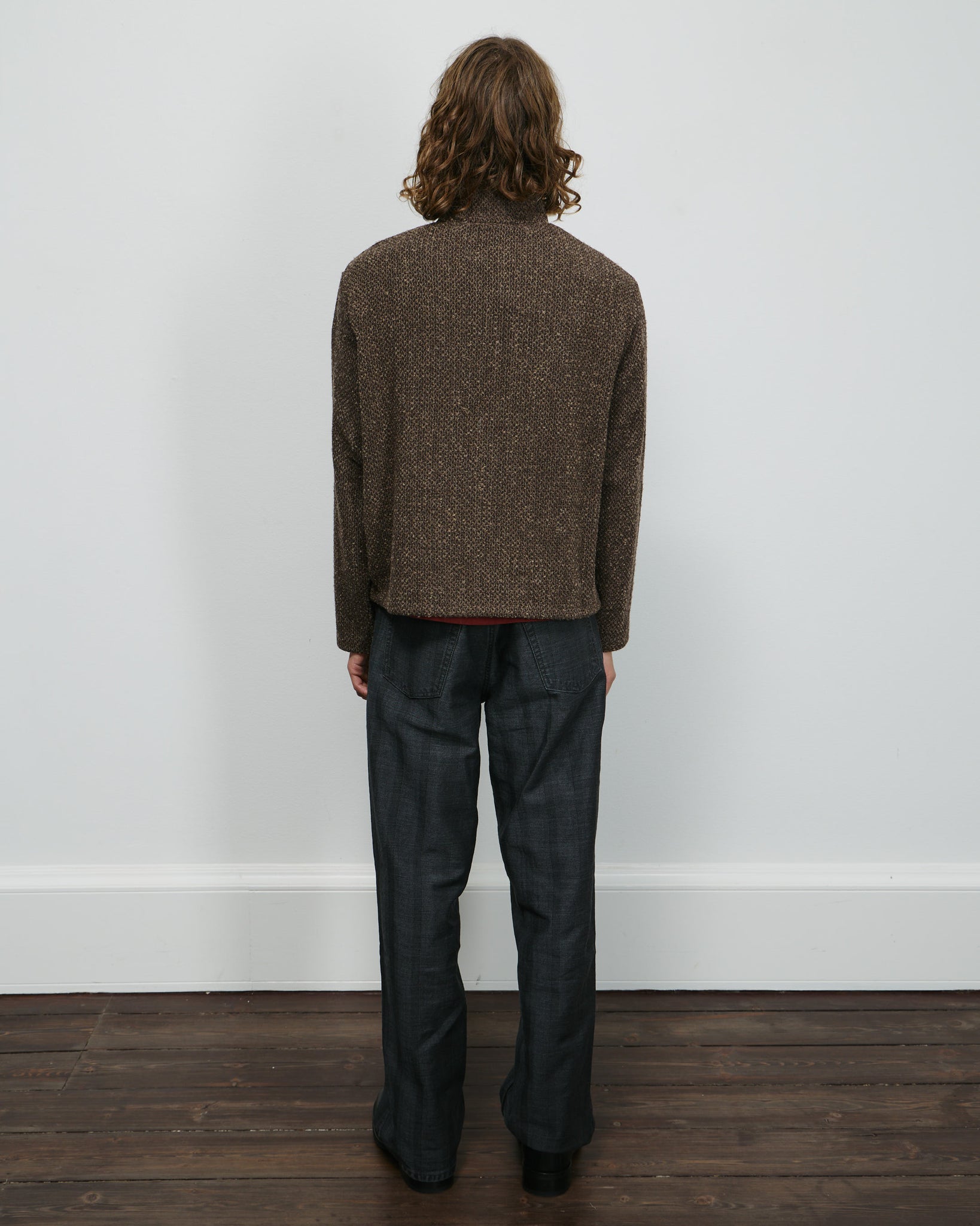 Skrunken Fullzip Polo - Brown Sparse Buckle Weave