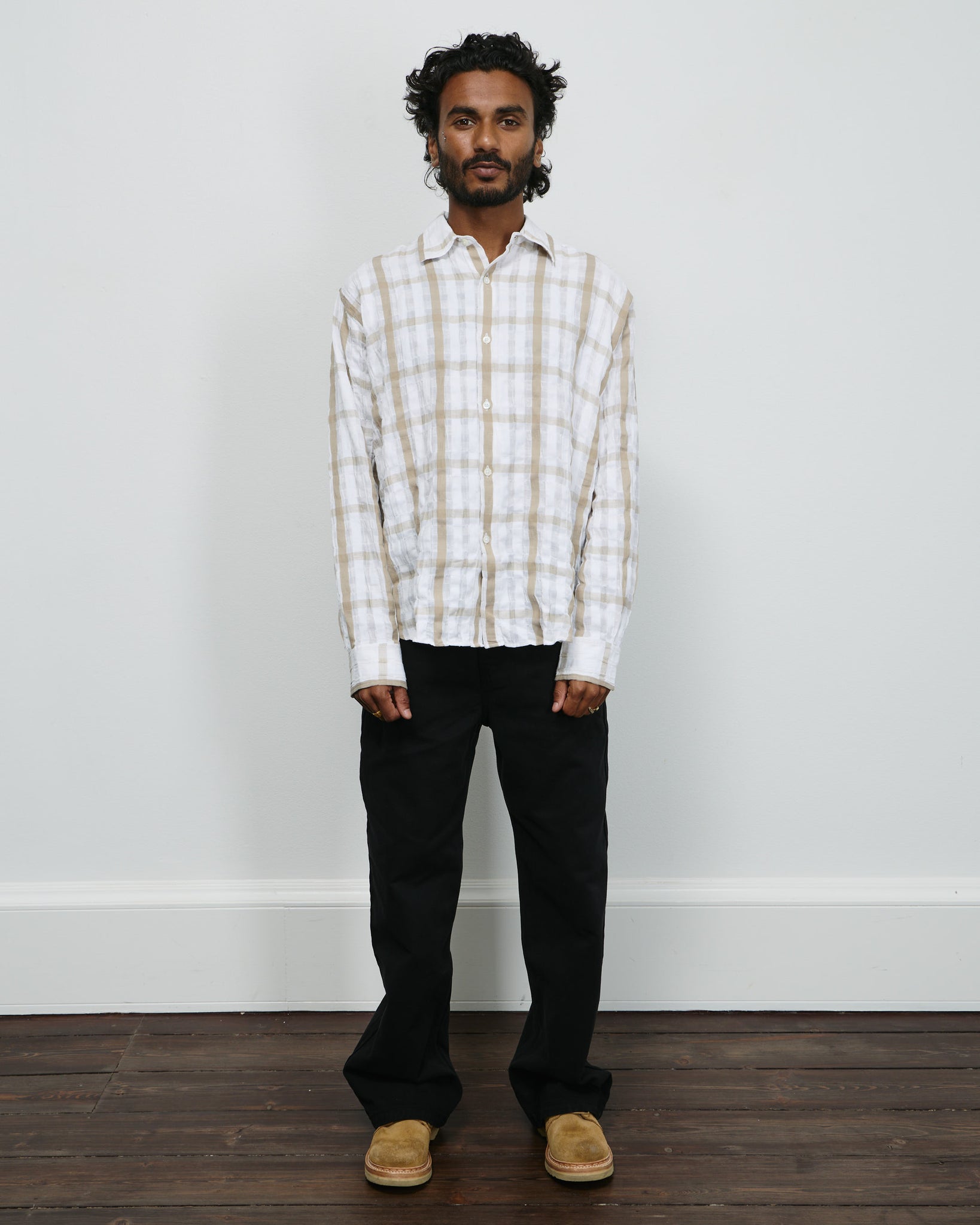 Mind Shirt - White/Brown Check