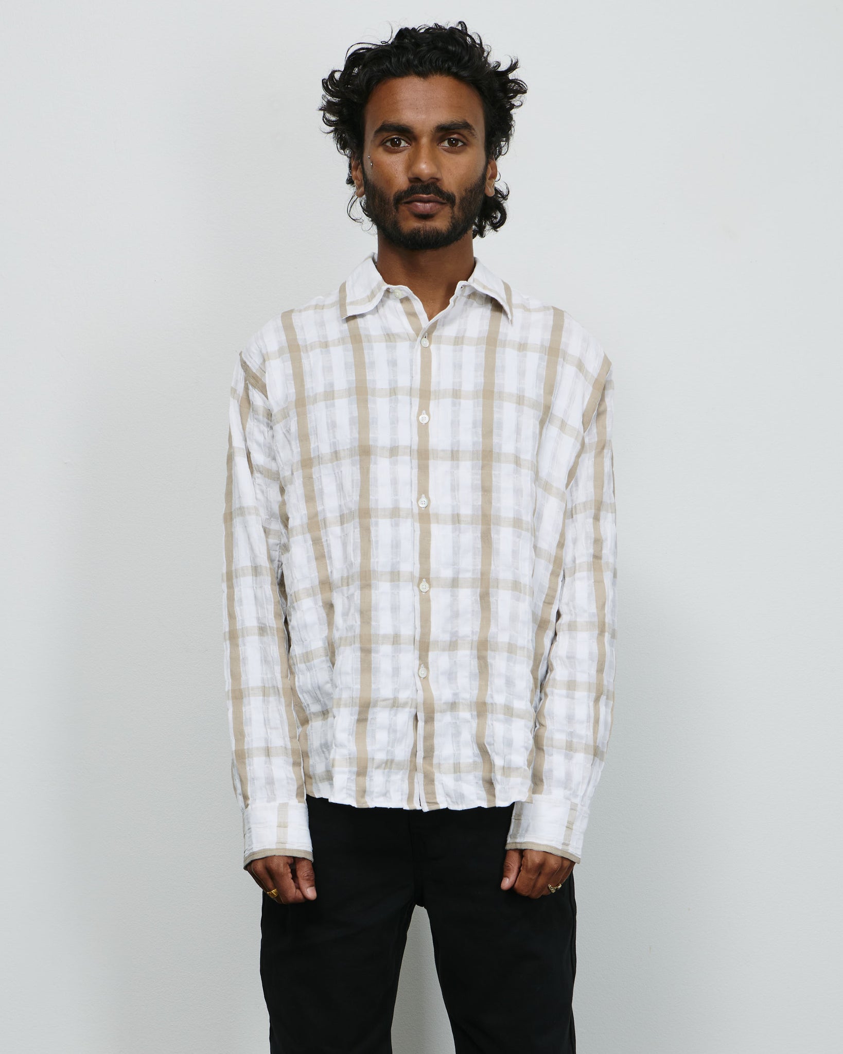 Mind Shirt - White/Brown Check