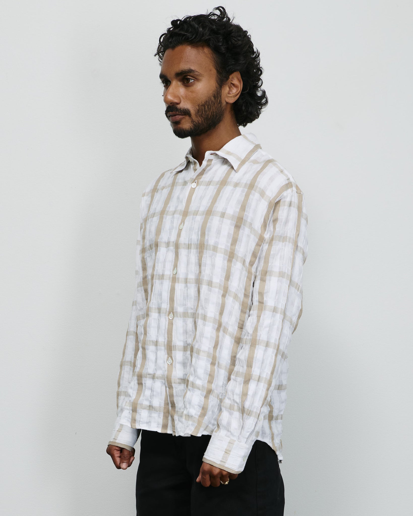 Mind Shirt - White/Brown Check